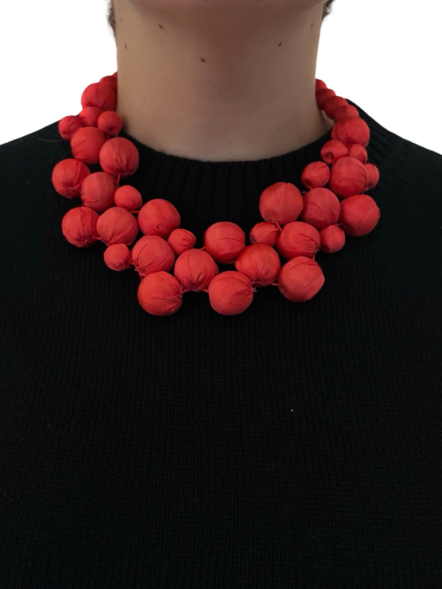Necklace Il Baco Da Seta Cheope Coral Silk Balls