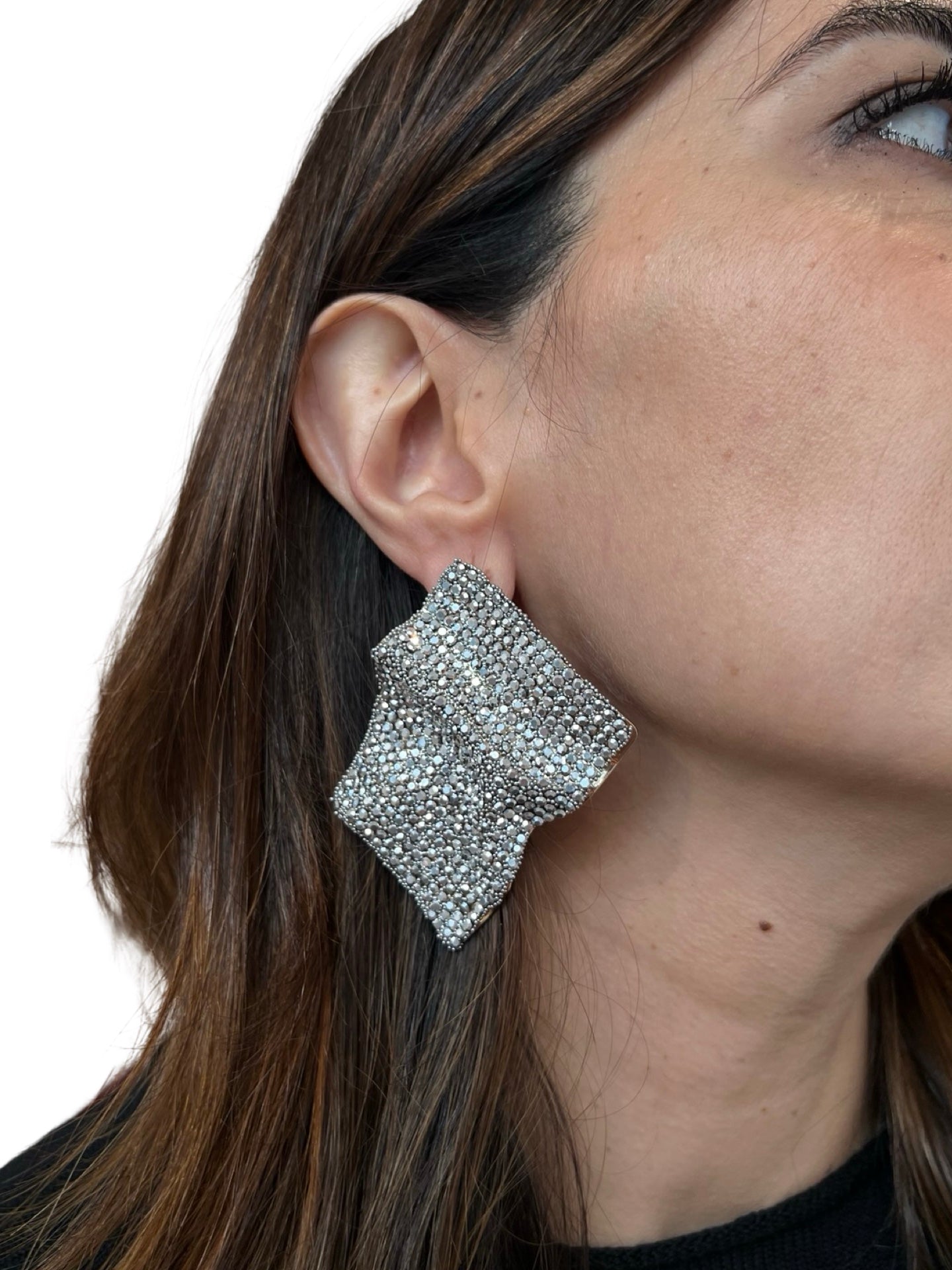 Earrings Il Baco Da Seta Silver Diamond Rhombus