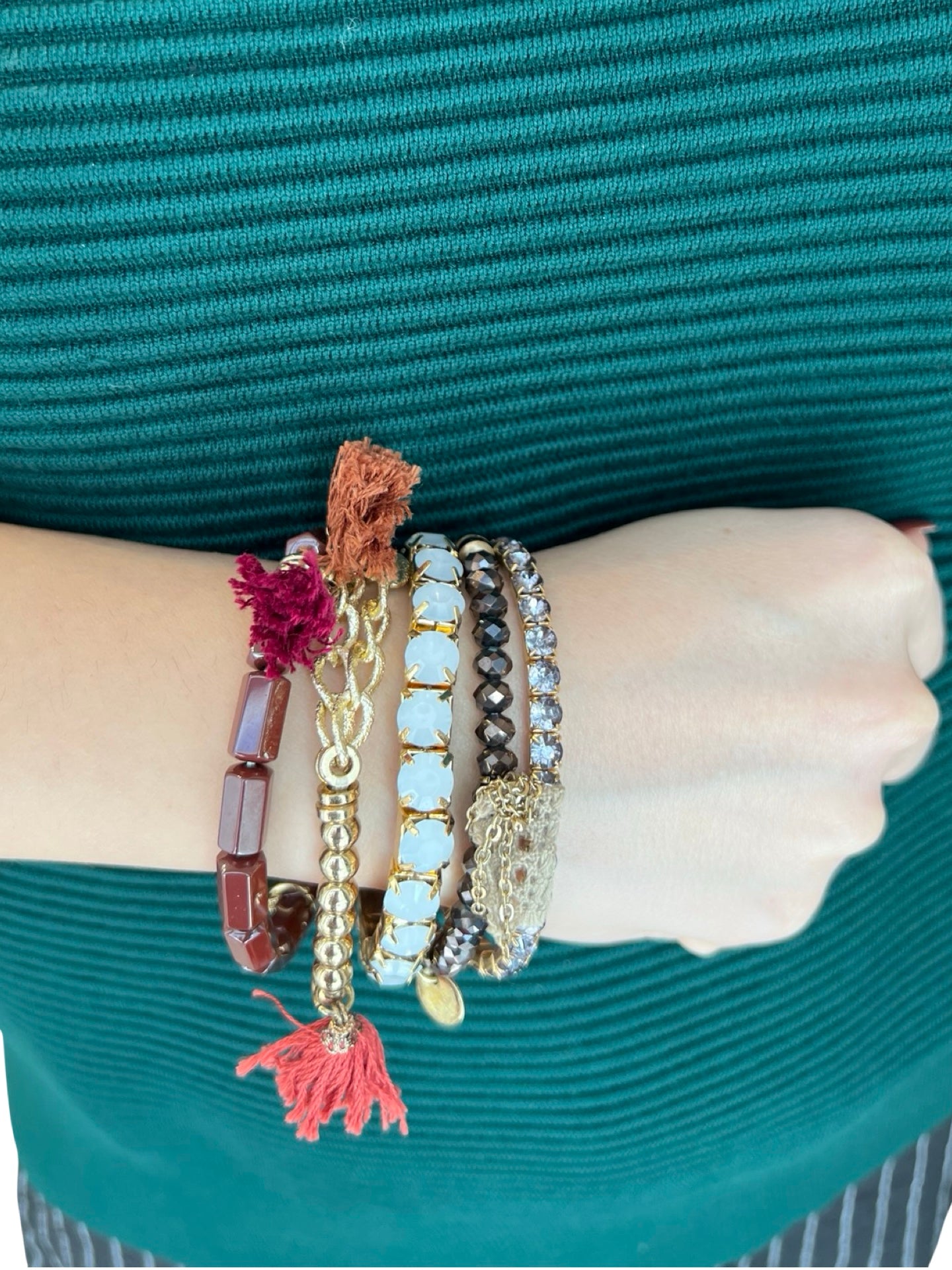 Bracelet Il Baco Da Seta 5 Strips Various Beads