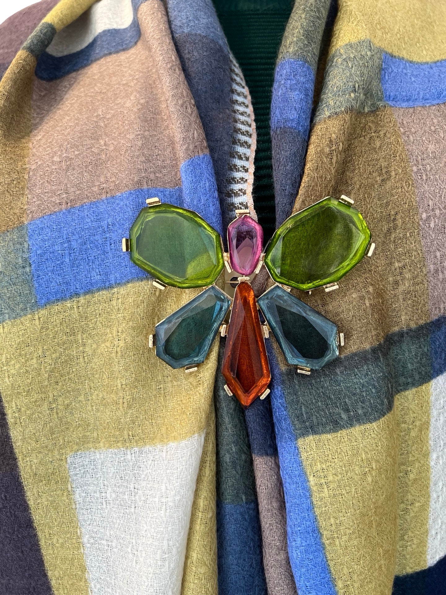 Broche Il Baco Da Seta Mariposa Cristales Turquesa