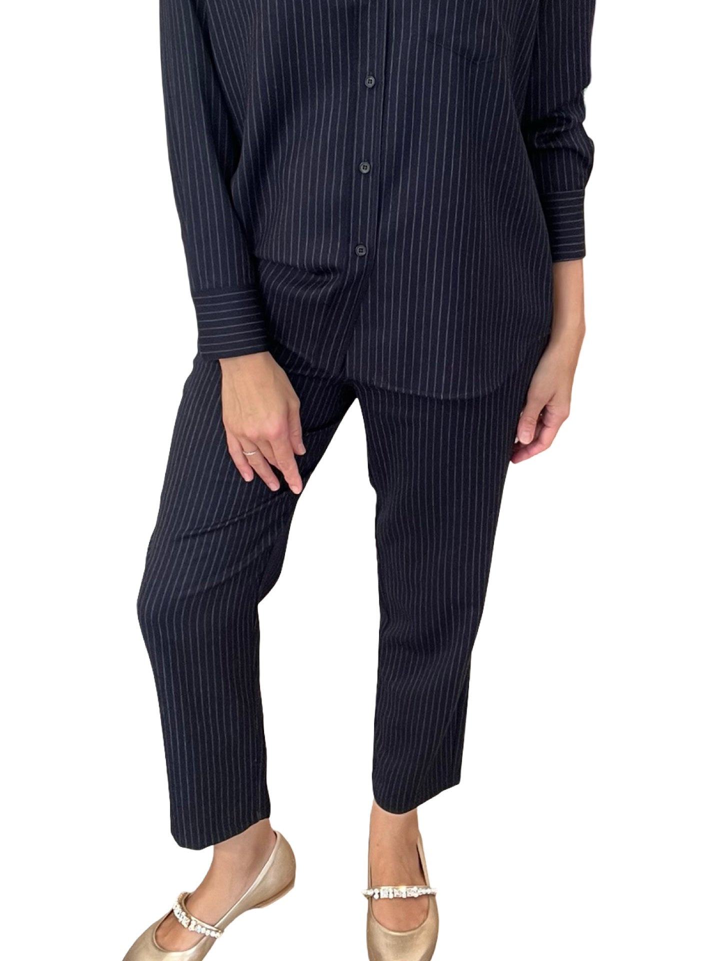 Pantaloni plissettati a righe Rosso35