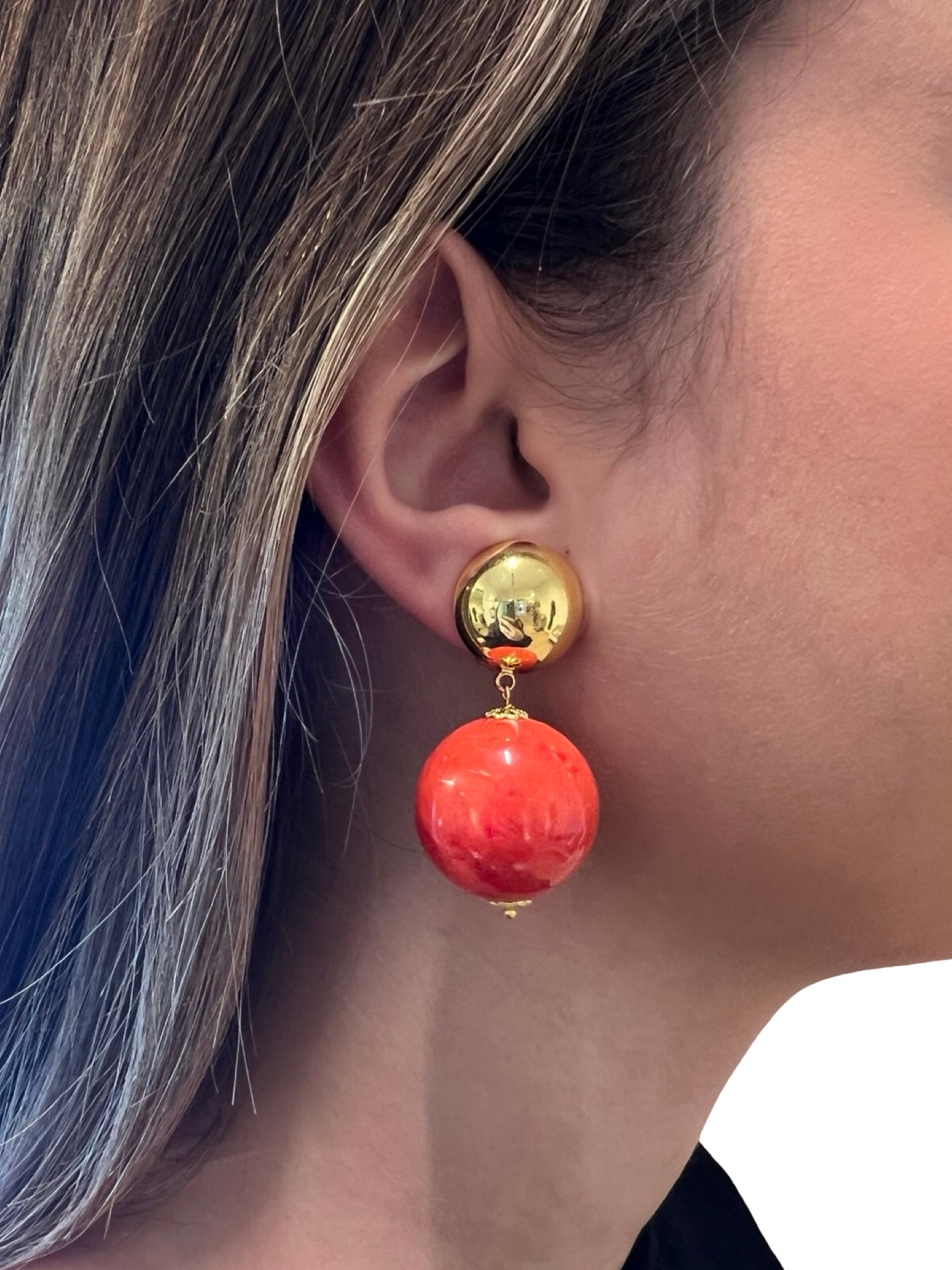 Pendientes Fabrizio Marcantelli Bola Coral Clip