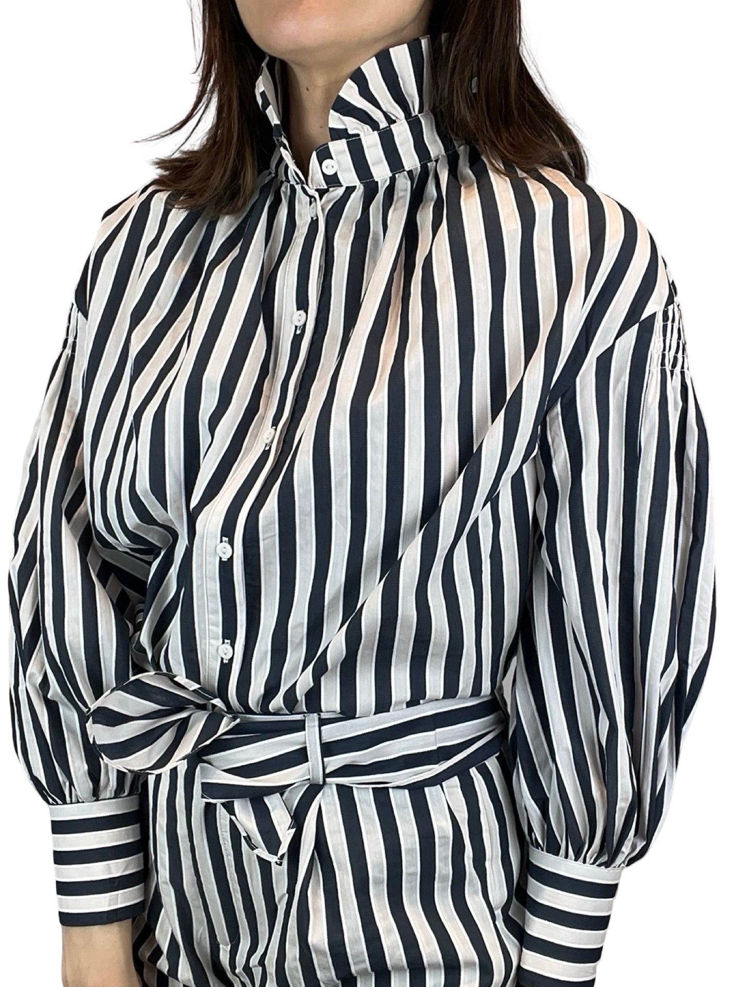 Camisa Paisie Rayas Cuello Plisado