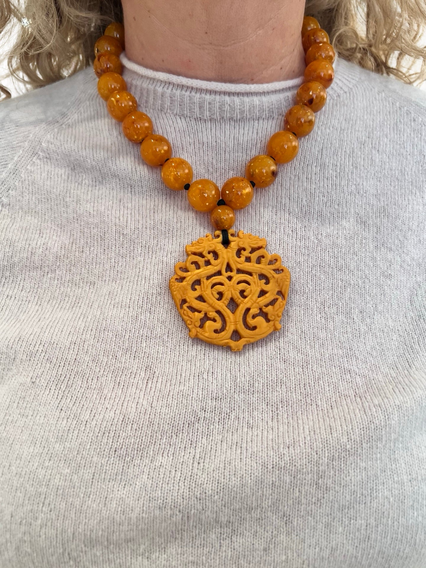 Fabrizio Marcantelli Short Orange Medallion Necklace