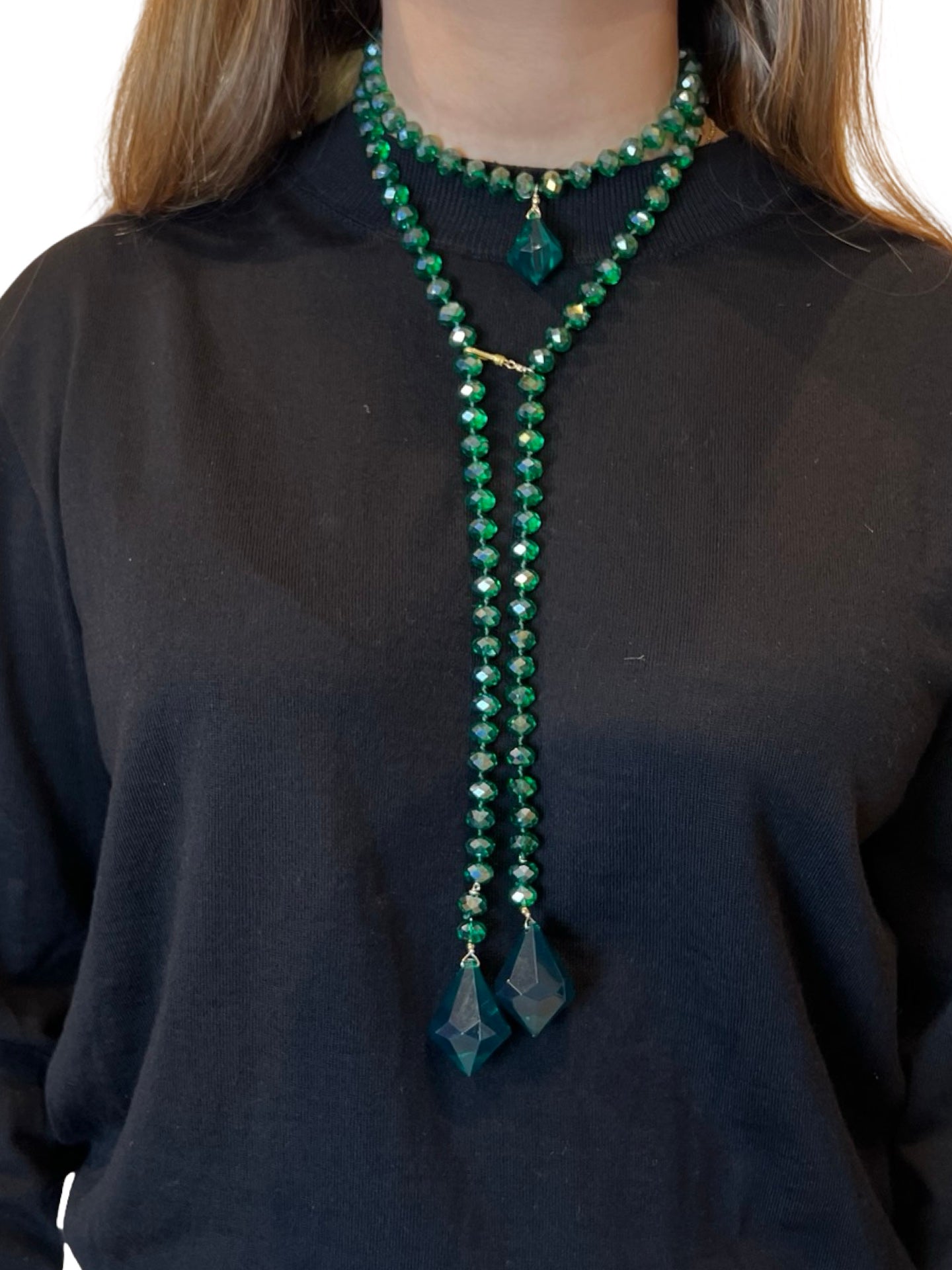 Collar Fabrizio Marcantelli Perlitas y Gota de Piedra Verde