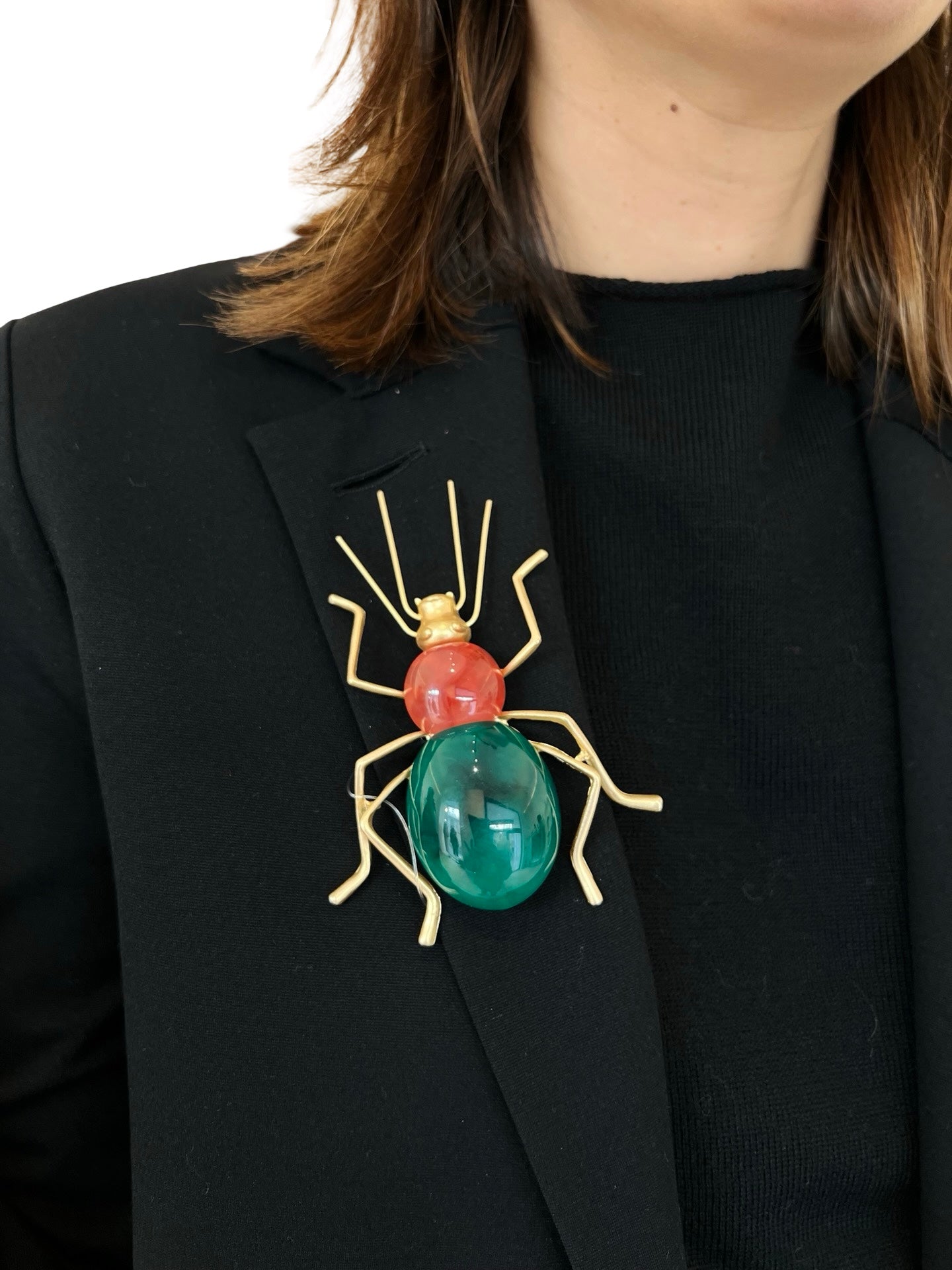 Broche Il Baco Da Seta Bicho Resina Verde