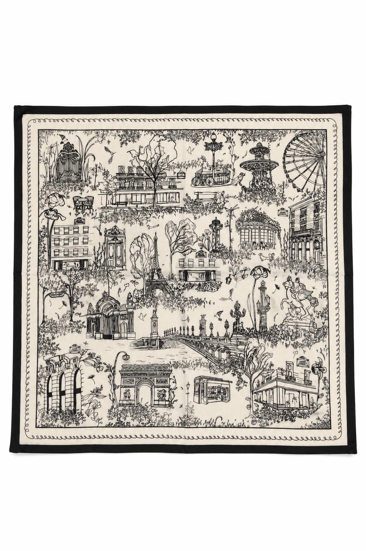 Pañuelo Maison Fanli Paris Blanco y Negro