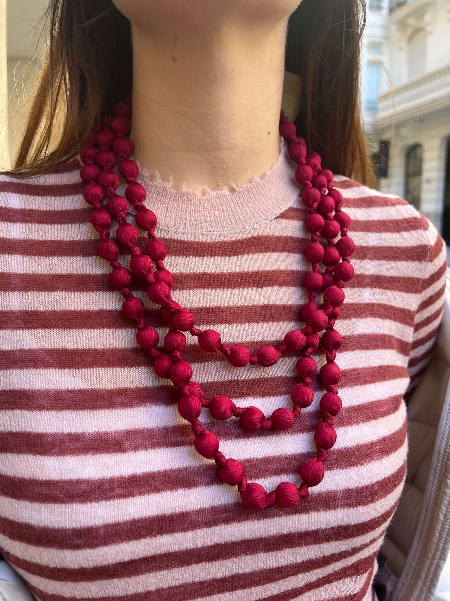 Collar Il Baco Da Seta Bolas Seda Granate