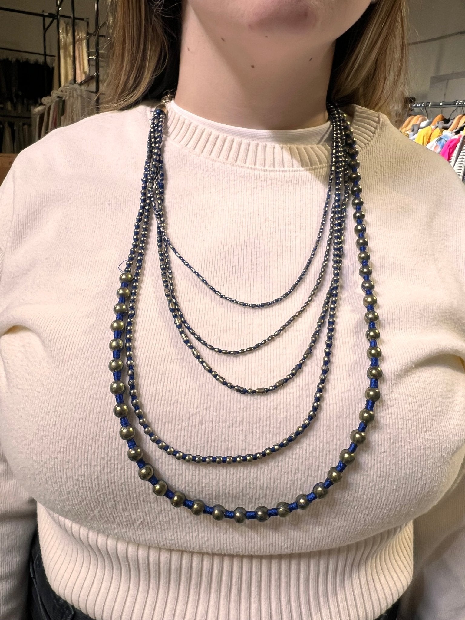 Collier Justmine 5 bandes de perles