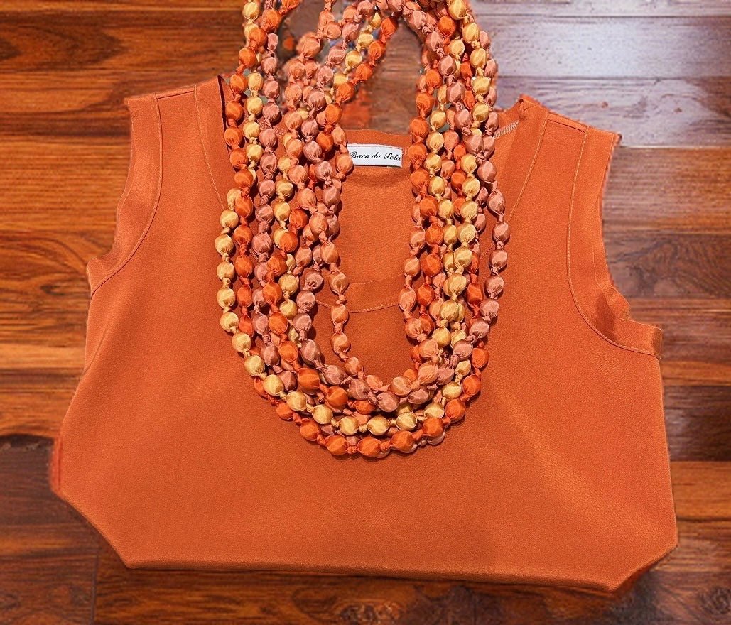 Collar Il Baco Da Seta Bolas Seda Naranja 9.4