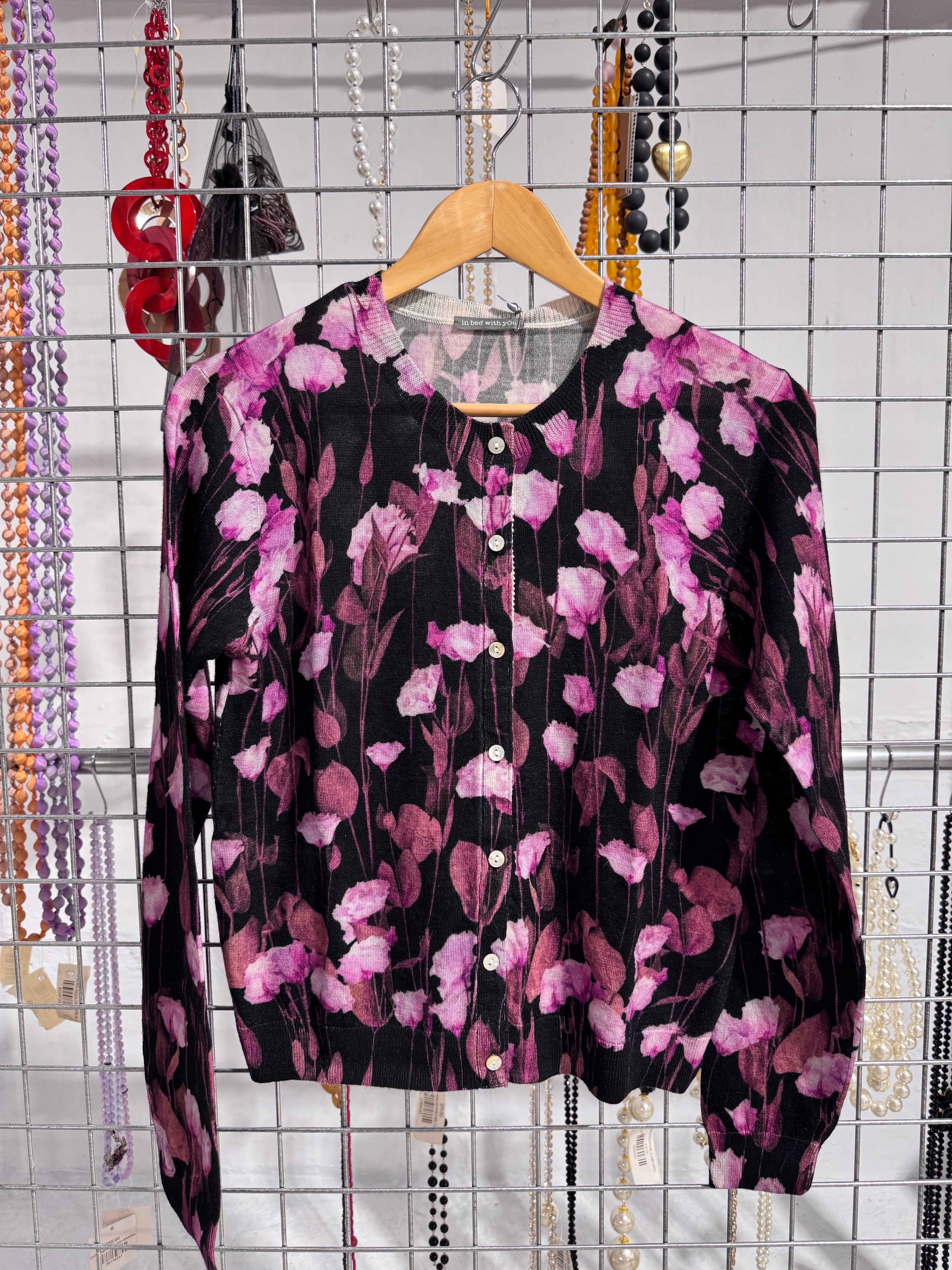 Cardigan In Bed With You Flores Negro