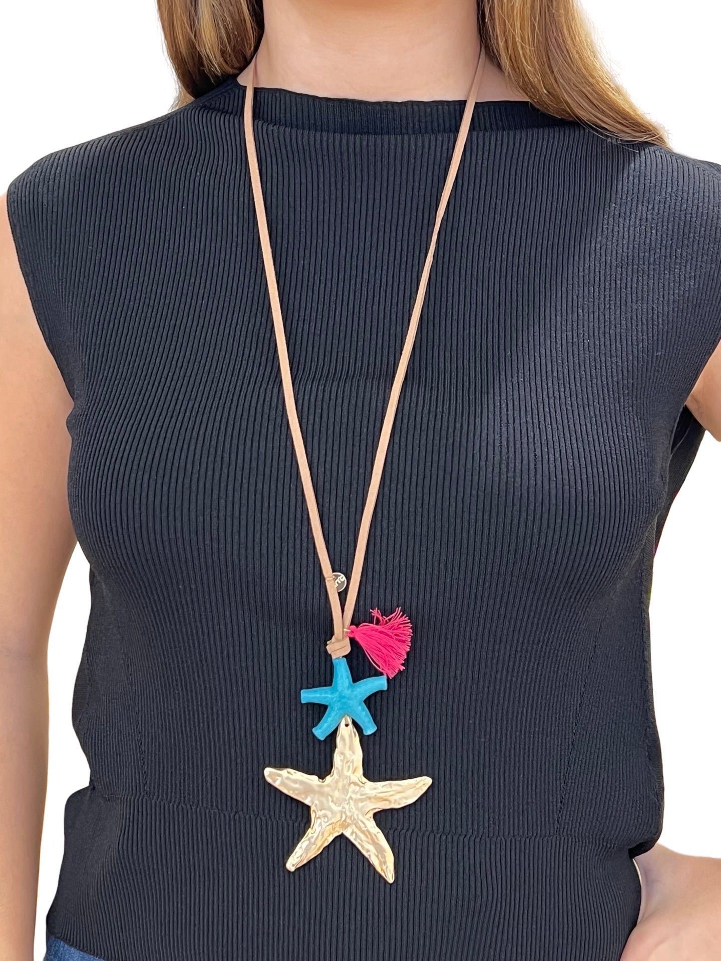 Collar Largo Estrellas de Mar Aqua