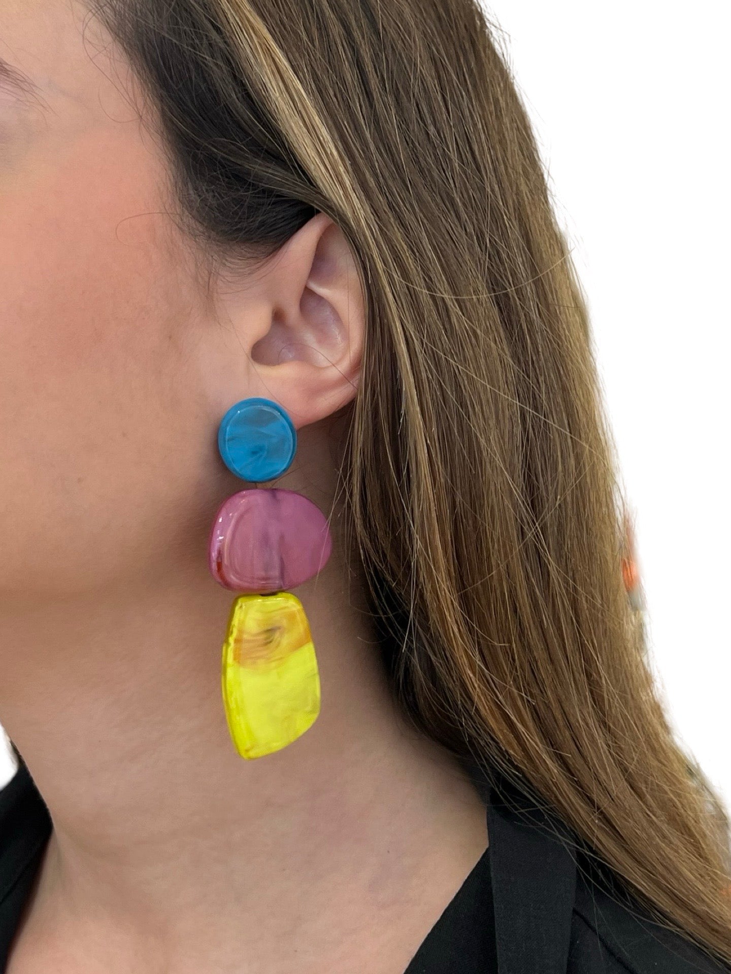 Pendientes Il Baco Da Seta Tricolor Formas Geométricas Amarillo