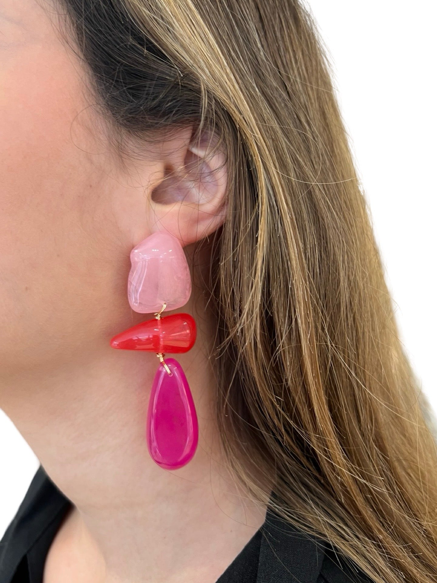 Pendientes Il Baco Da Seta Piedras Fucsia