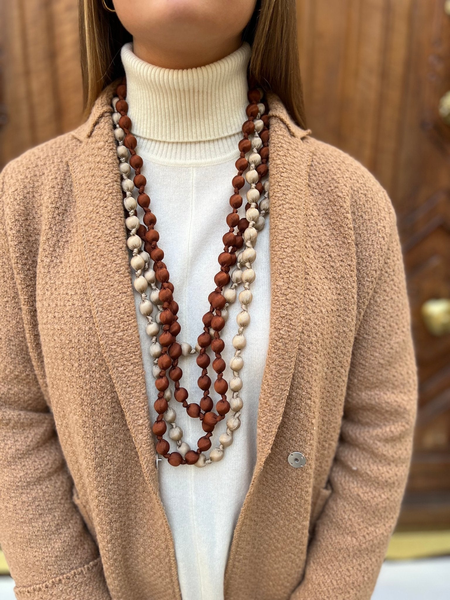 Collana Il Baco Da Seta Palline di seta al cioccolato