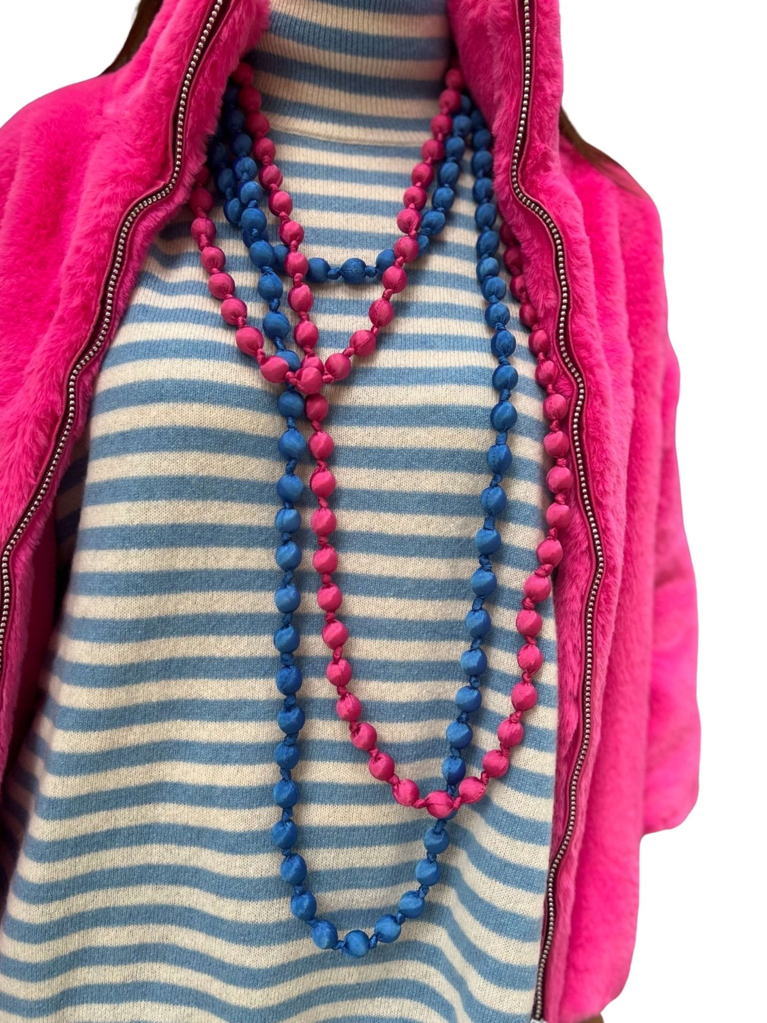 Collar Il Baco Da Seta Bolas Seda Fucsia 14.2