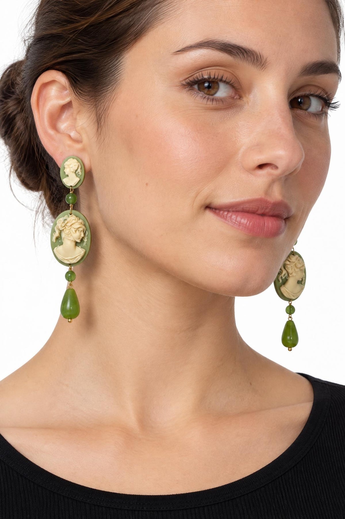Pendientes Fabrizio Marcantelli Camafeo Colgante Verde Claro