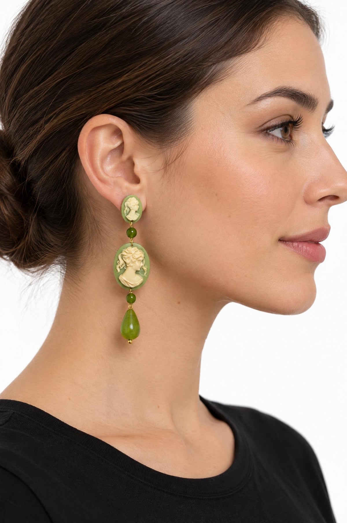 Pendientes Fabrizio Marcantelli Camafeo Colgante Verde Claro