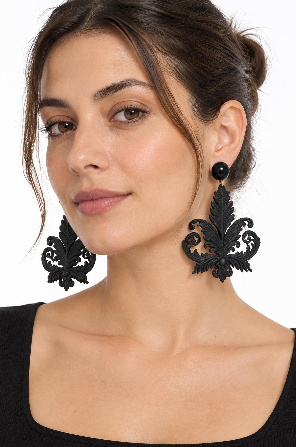 Pendientes Fabrizio Marcantelli Barocco Hojas de Acanto Negro