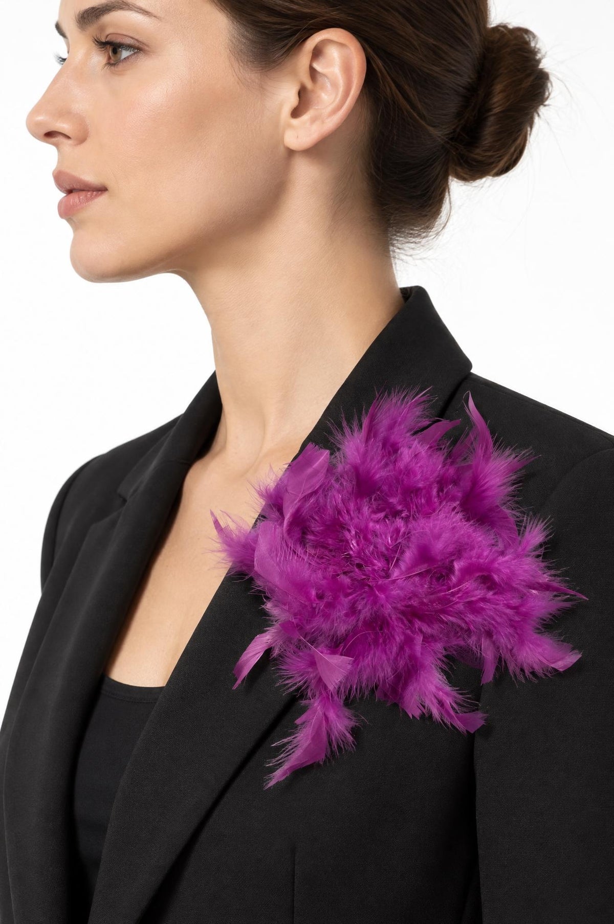 Broche Il Baco Da Seta Plumes fuchsia