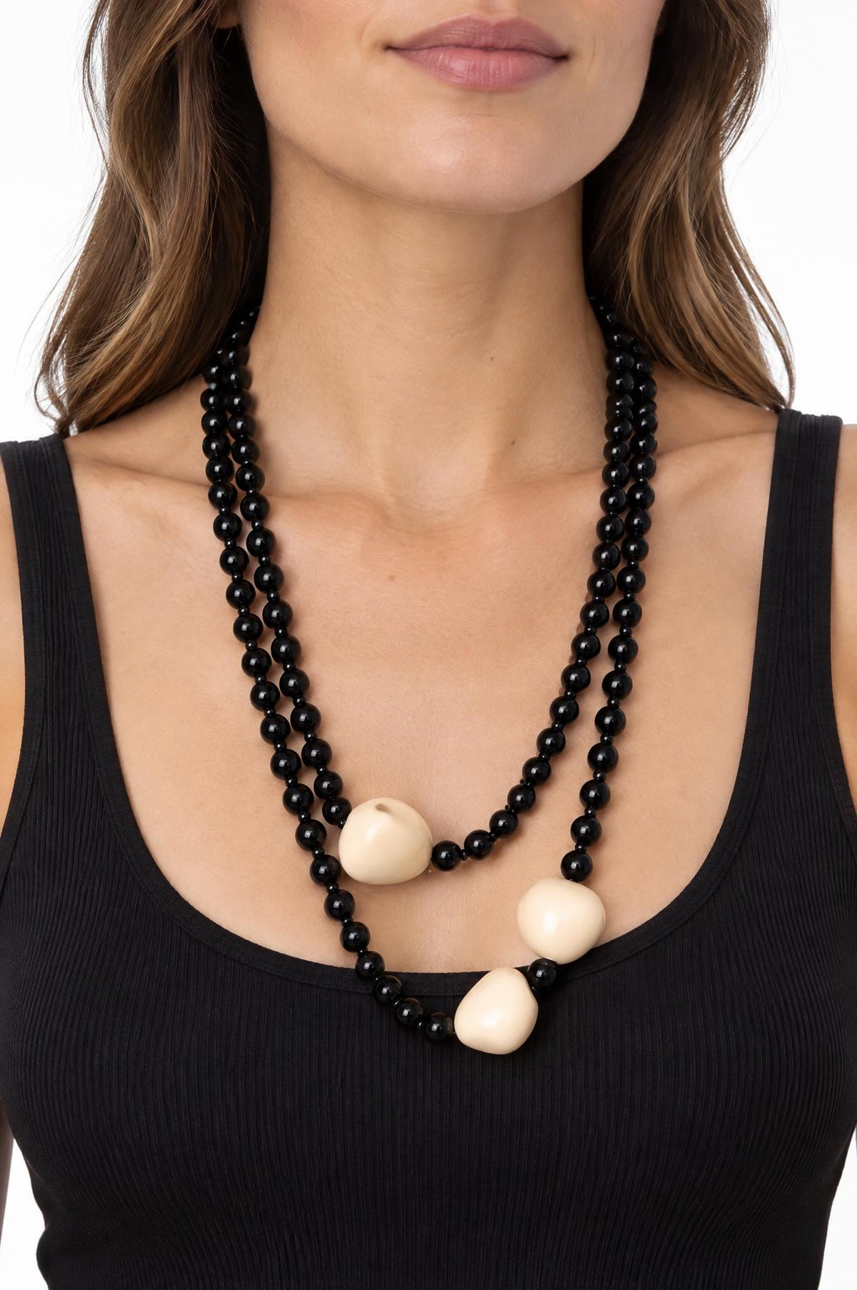 Collana Il Baco Da Seta Perline nere lunghe