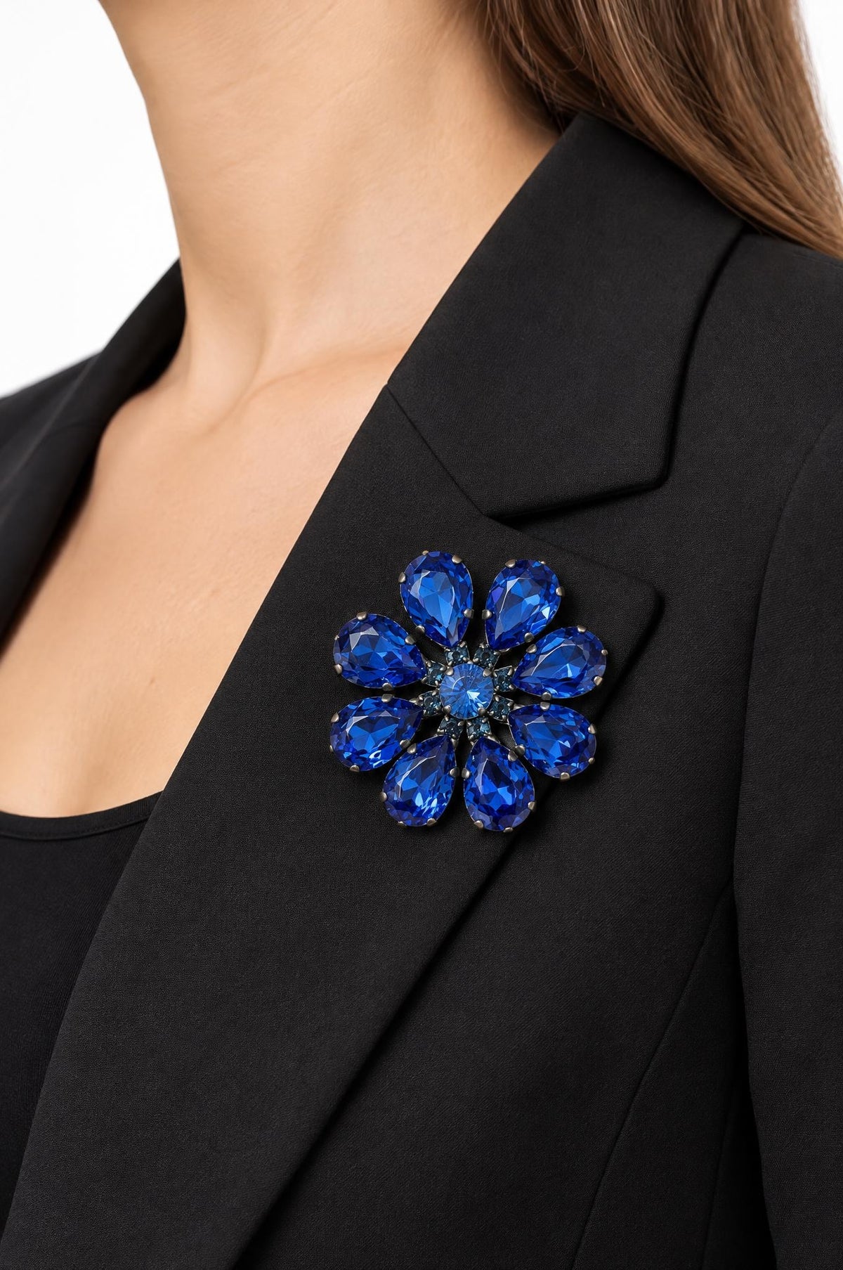 Broche Unique Flor Castoni y Stass L Azul