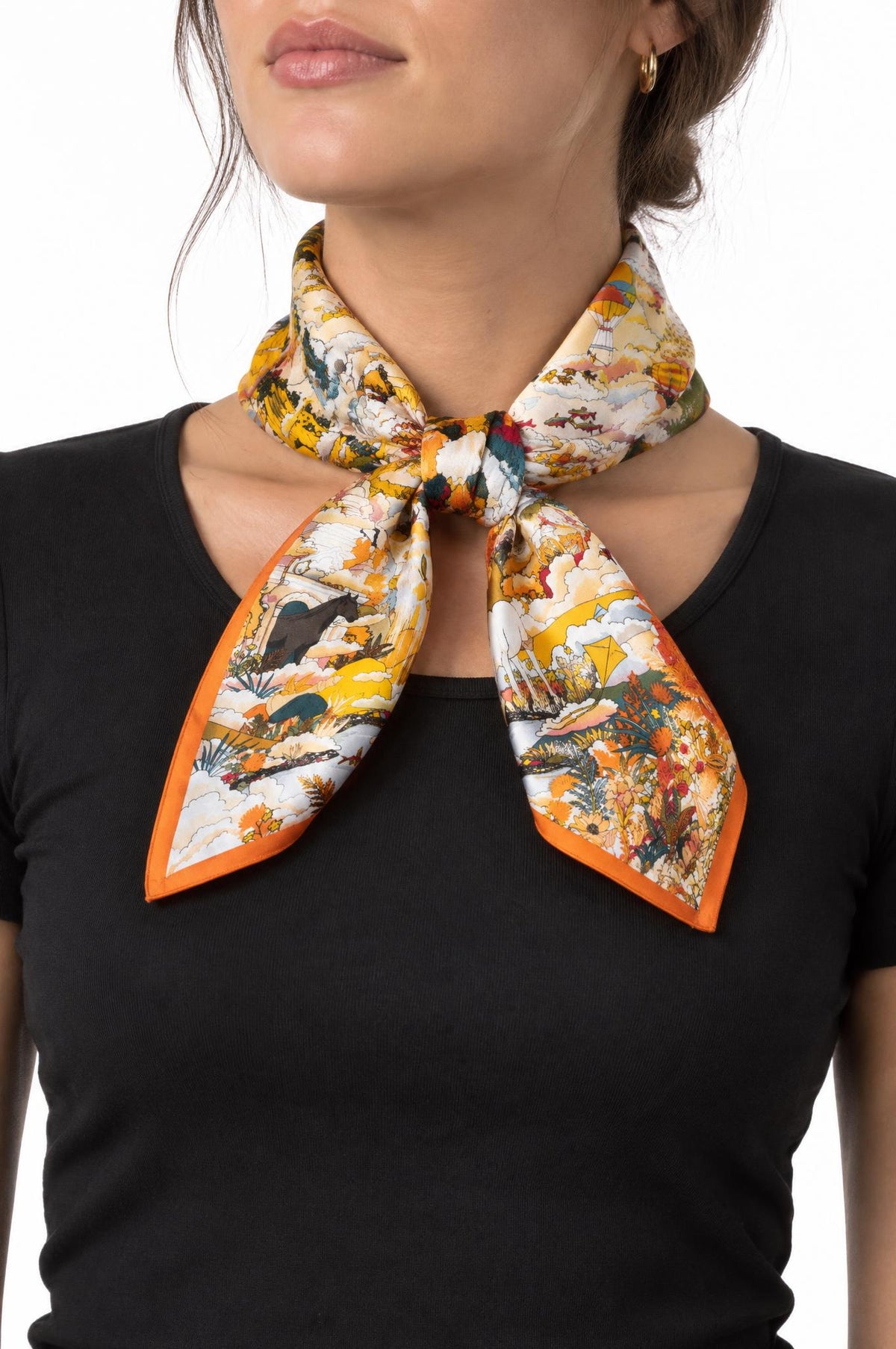 Foulard Maison Fanli Caballo Cometa Naranaja