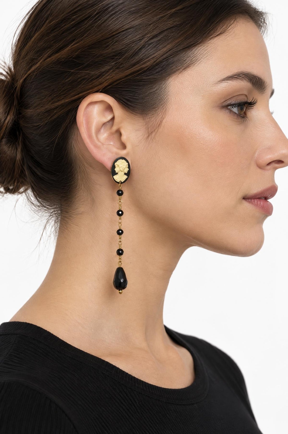 Pendientes Fabrizio Marcantelli Largos Camafeo Negro