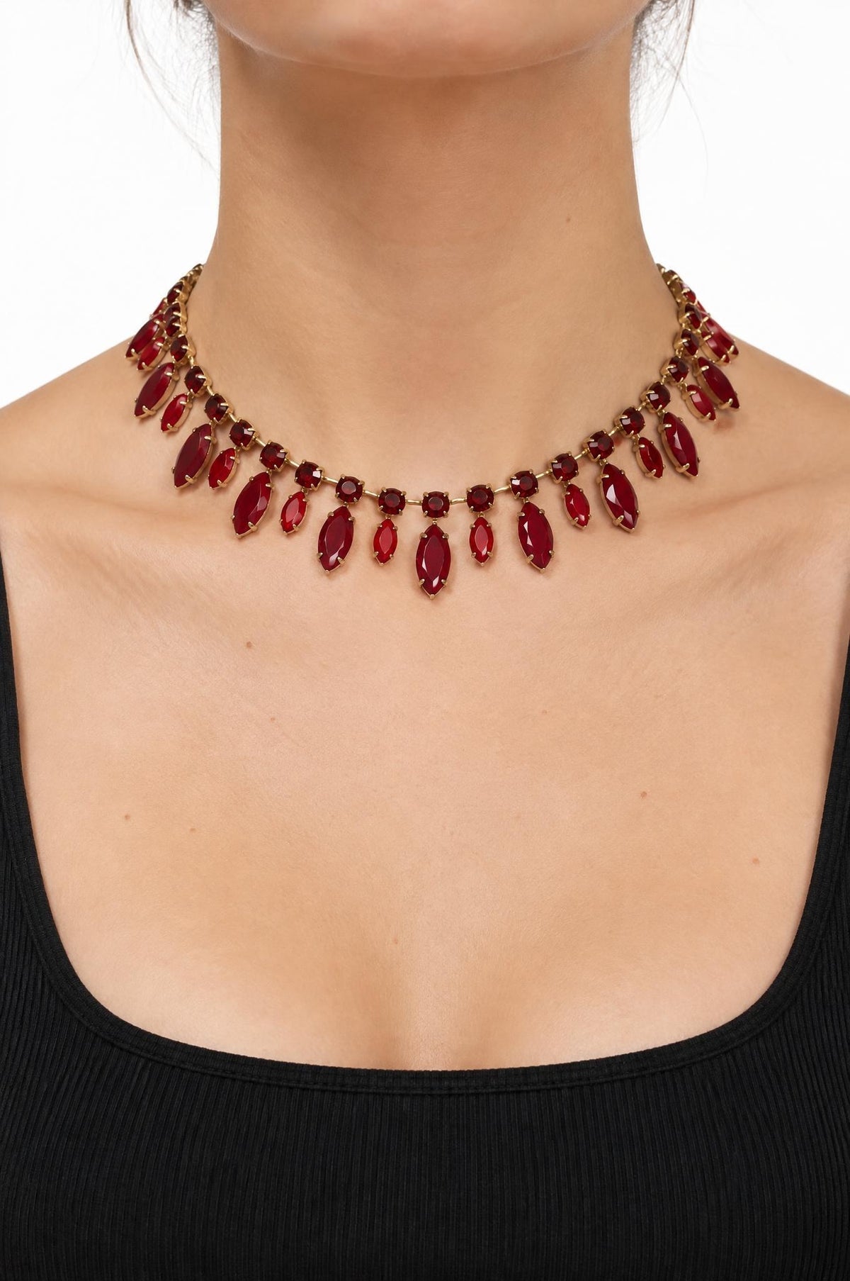 Gargantilla Unique Talla Marquesa y Strass Granate