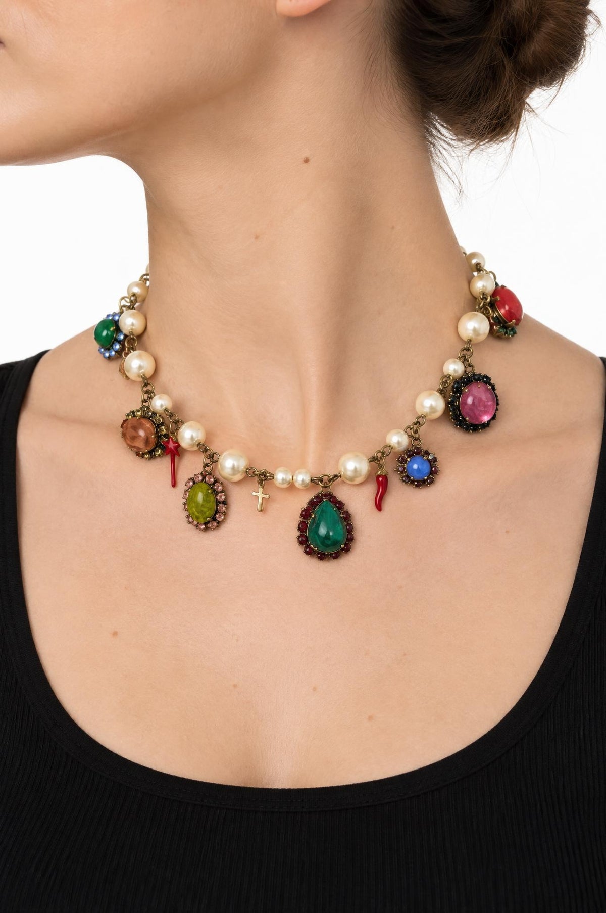 Collar Unique Mix Smalti Strass Verde