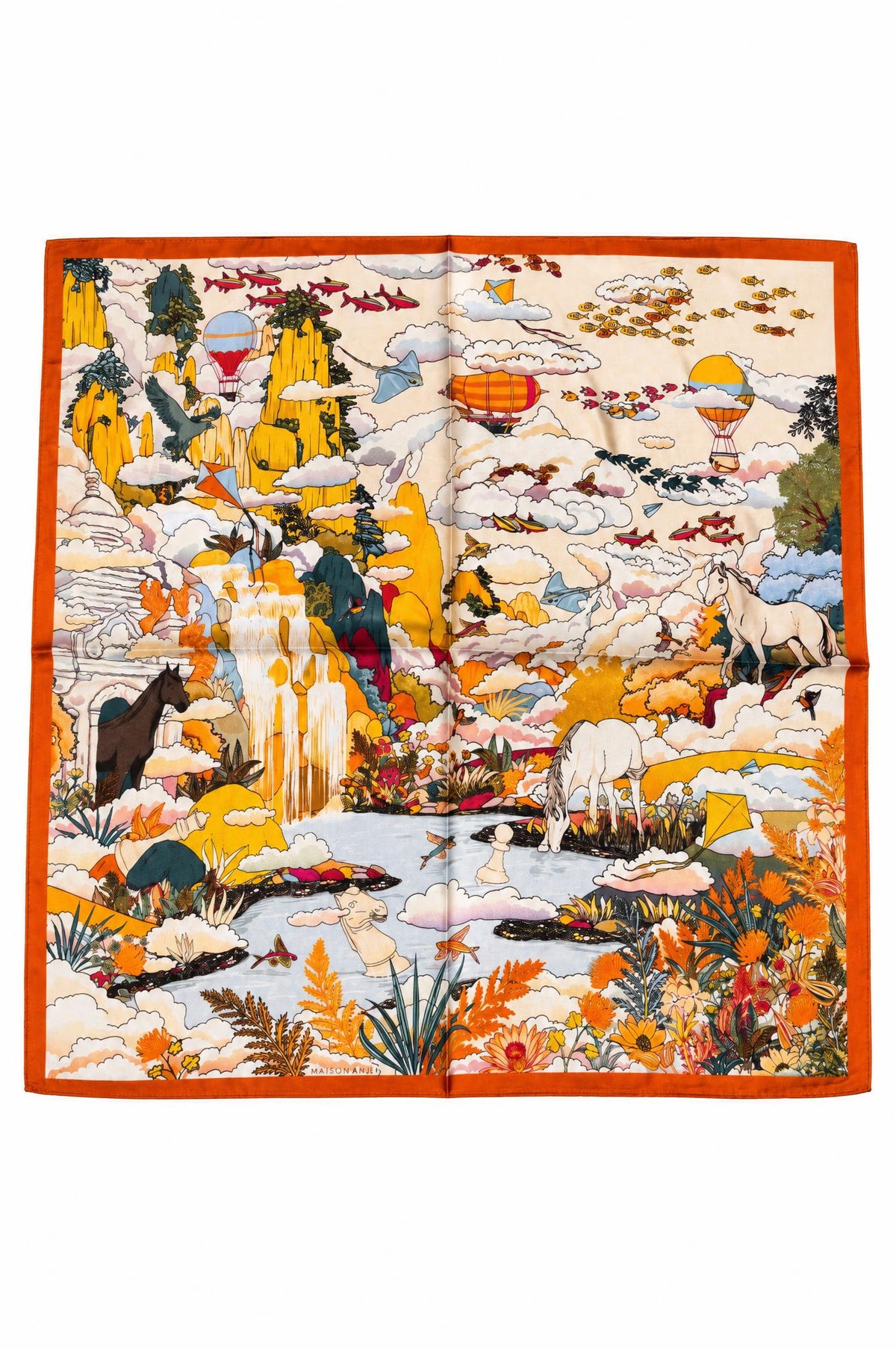 Foulard Maison Fanli Caballo Cometa Naranaja