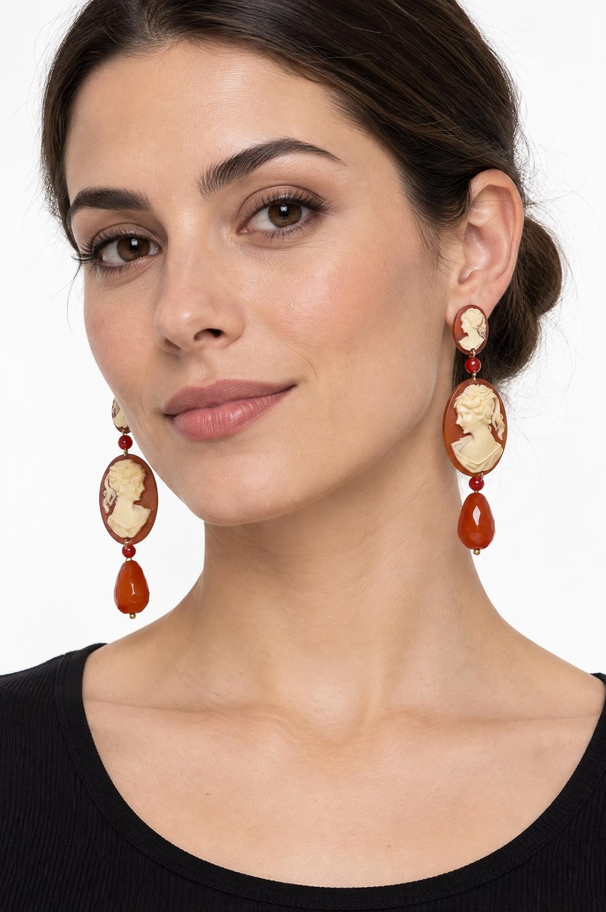 Pendientes Fabrizio Marcantelli Camafeo Colgante Naranja
