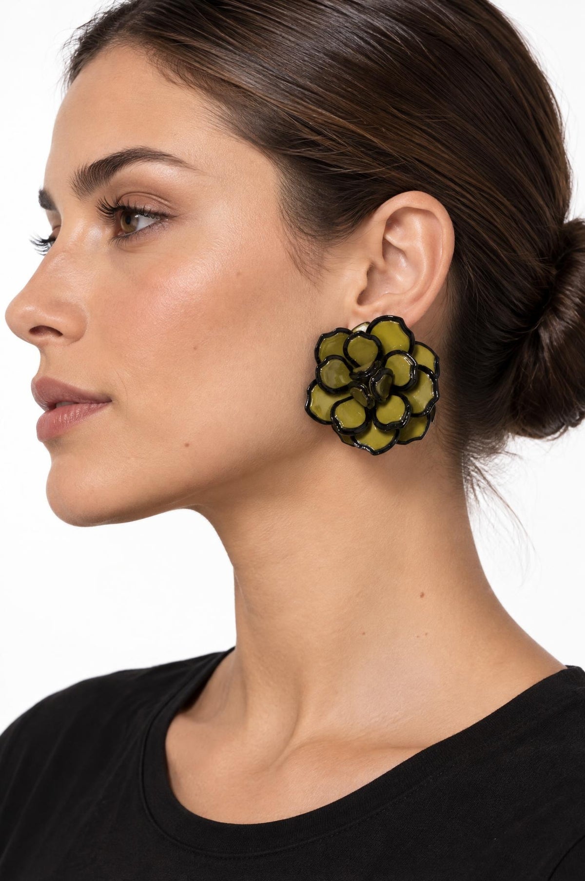 Pendientes Il Baco Da Seta Flor Resina Verde