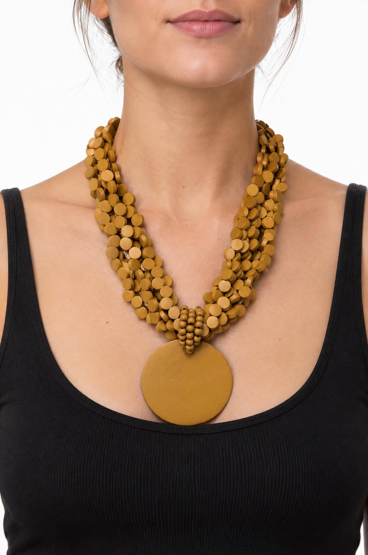 Choker Il Baco Da Seta Multi Beads Mustard Medal