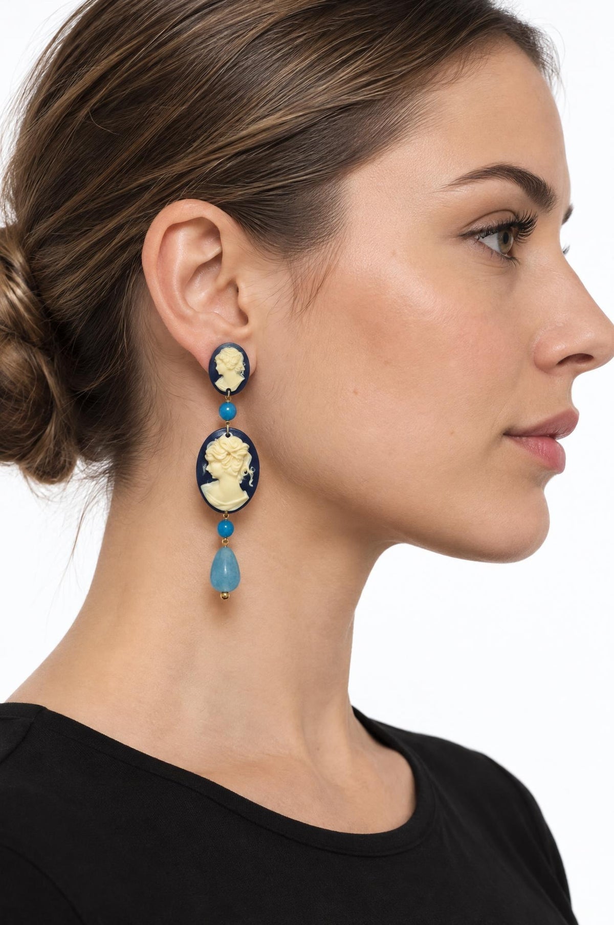 Pendientes Fabrizio Marcantelli Camafeo Colgante Azul