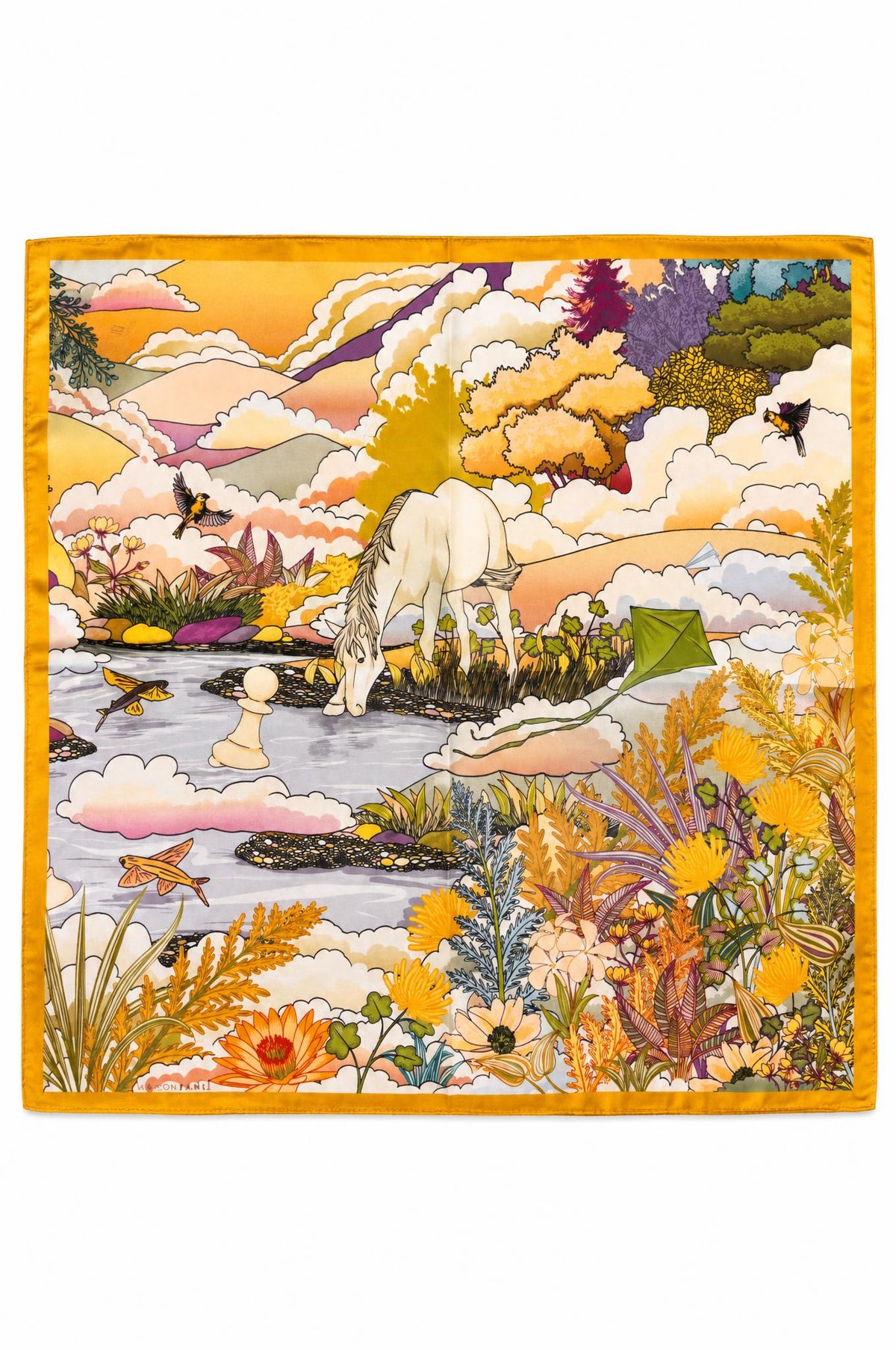Foulard Maison Fanli Caballo Flores Amarillo