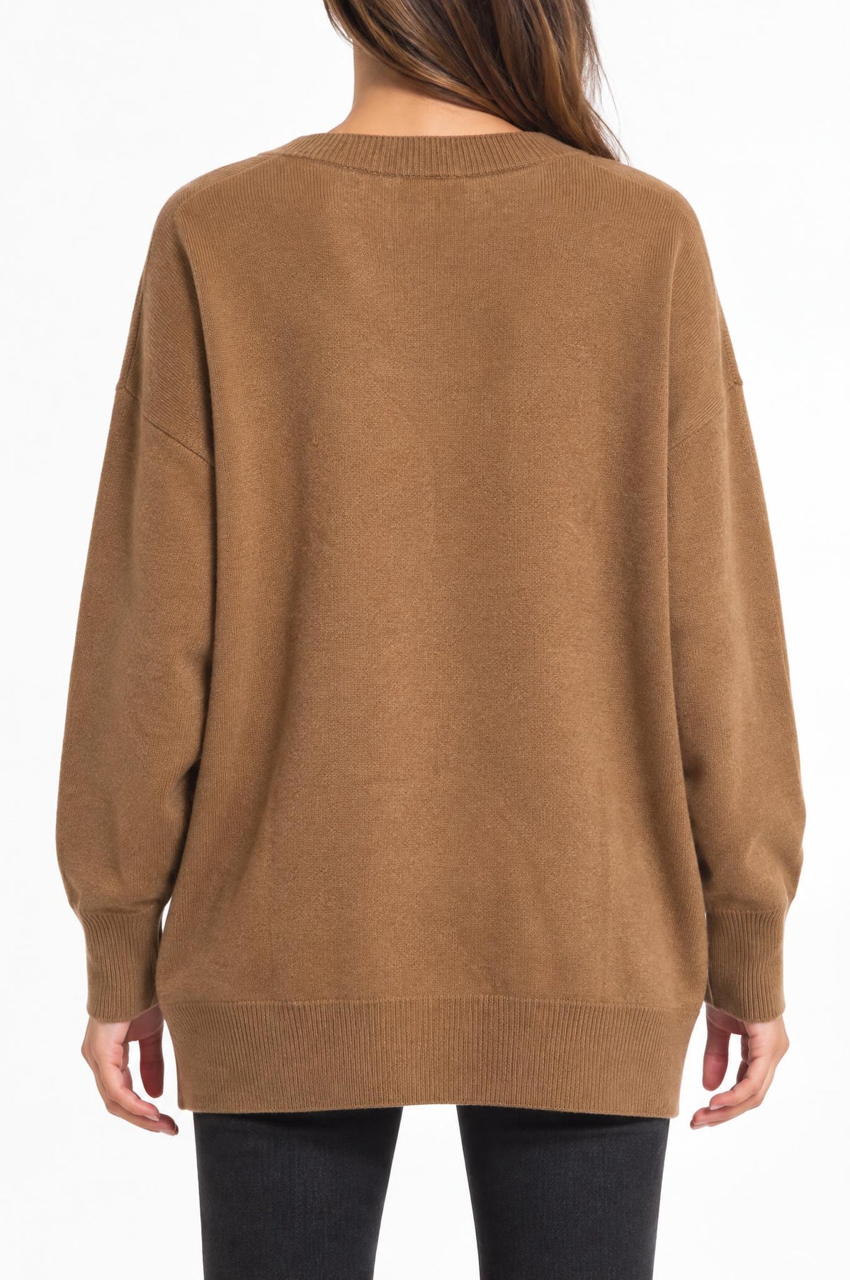 Jersey Solocasmir Pico Bolsillos Camel