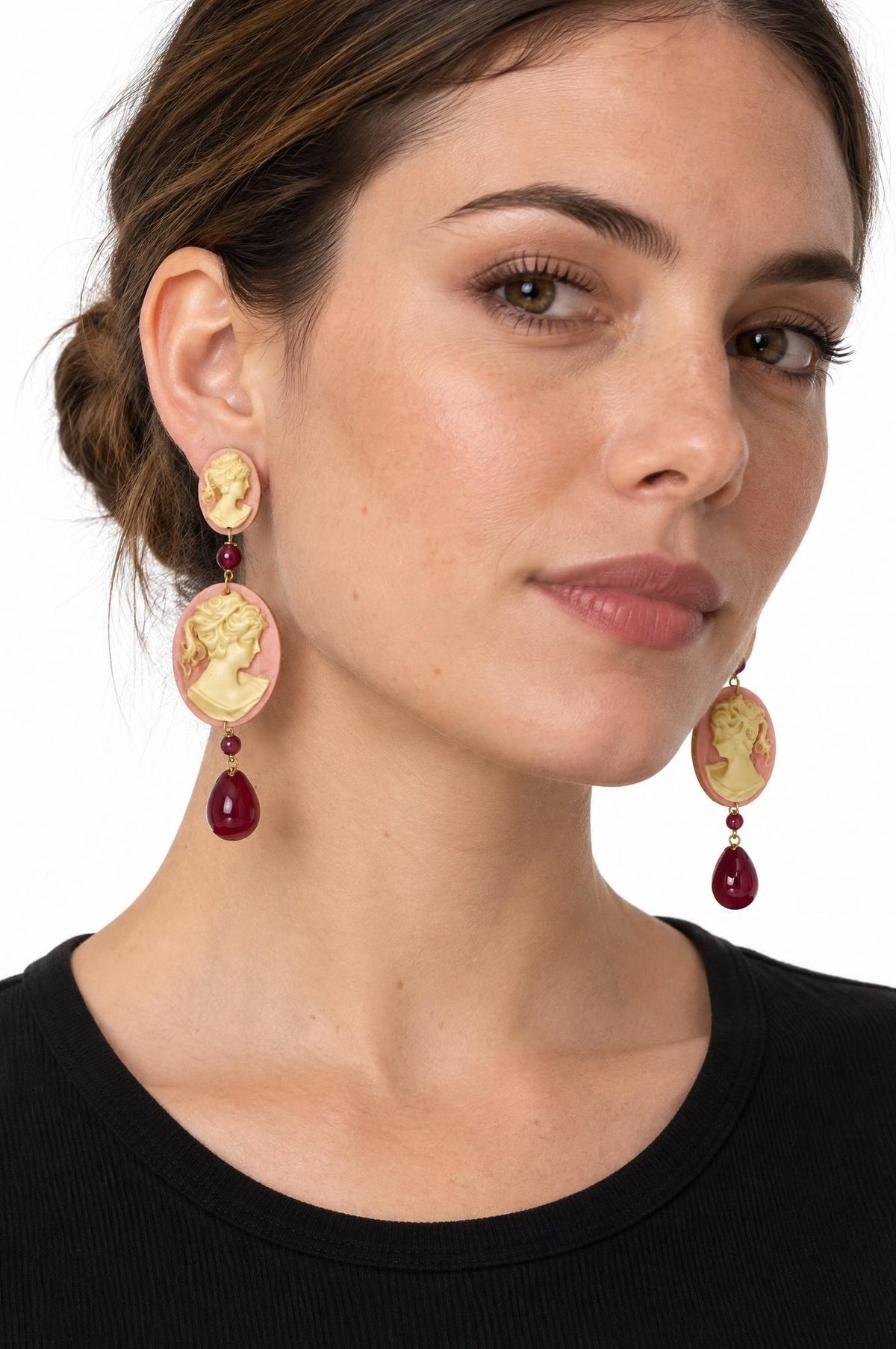 Pendientes Fabrizio Marcantelli Camafeo Colgante Rosa