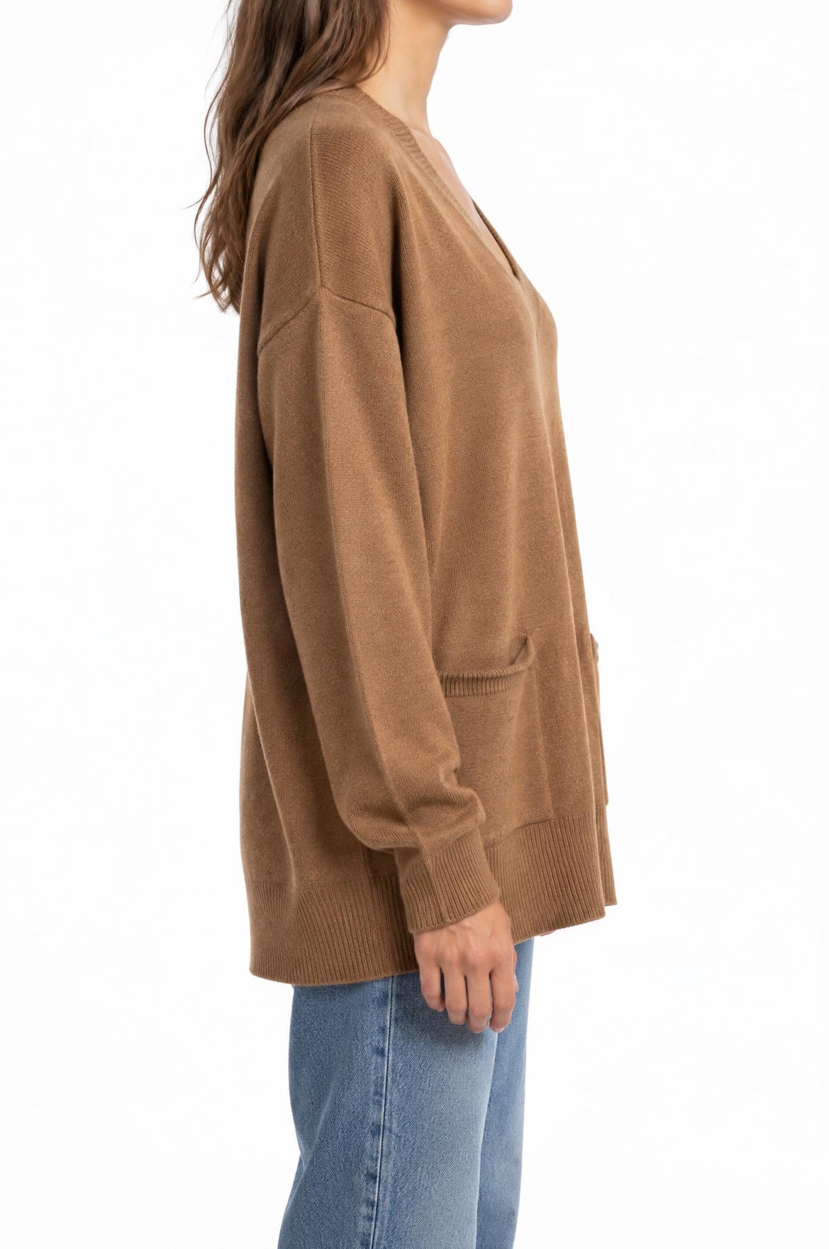 Jersey Solocasmir Pico Bolsillos Camel