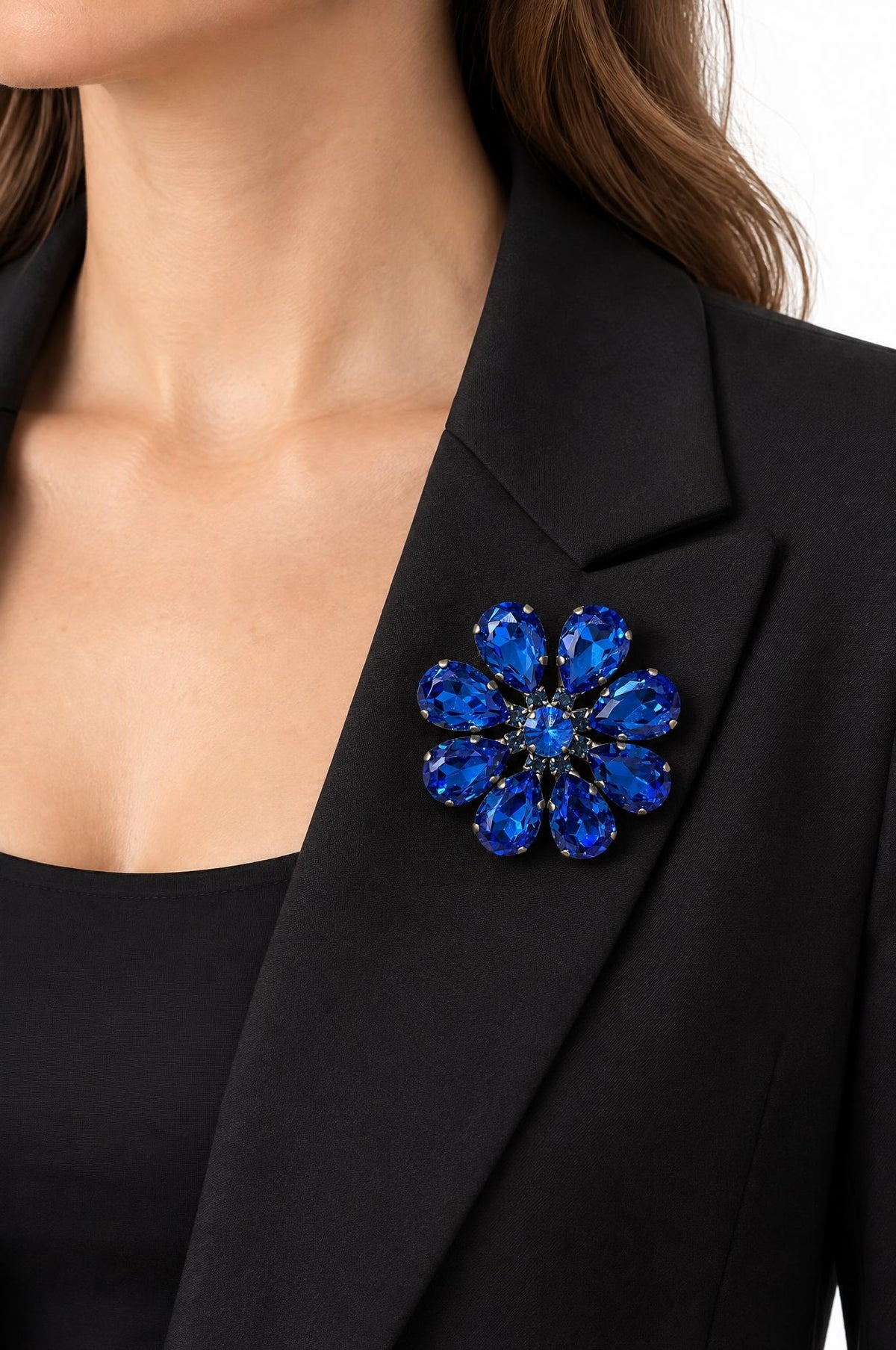 Broche Unique Flor Castoni y Stass L Azul