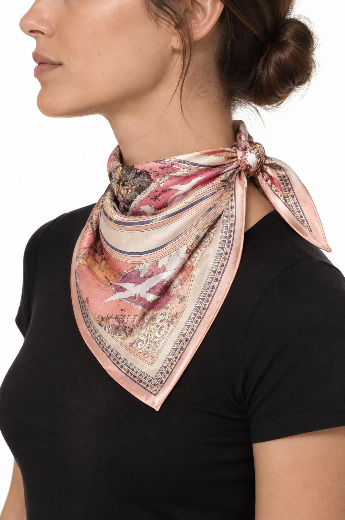 Foulard Maison Fanli Cigüeña Rosa