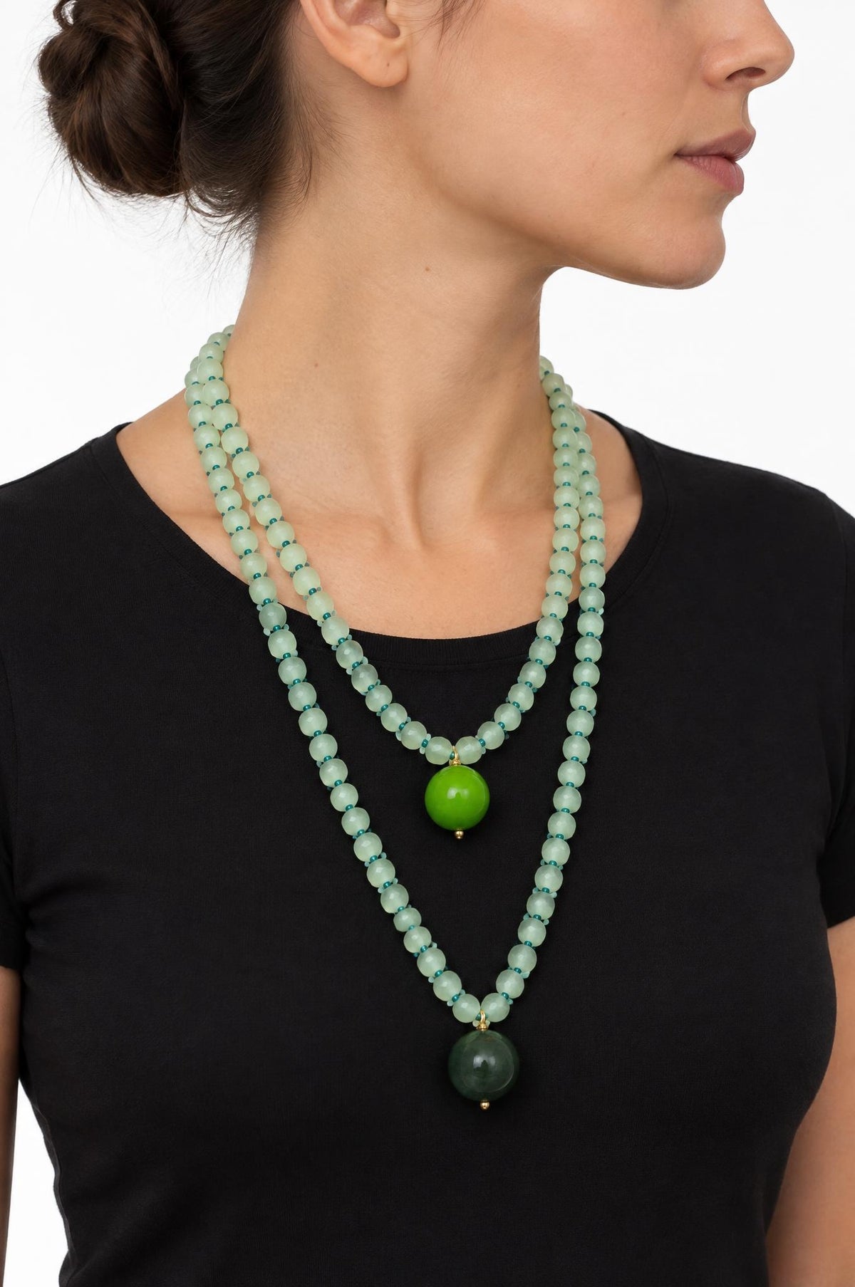 Collar Fabrizio Marcantelli Bolitas y 2 Bolas Grande Verde Menta