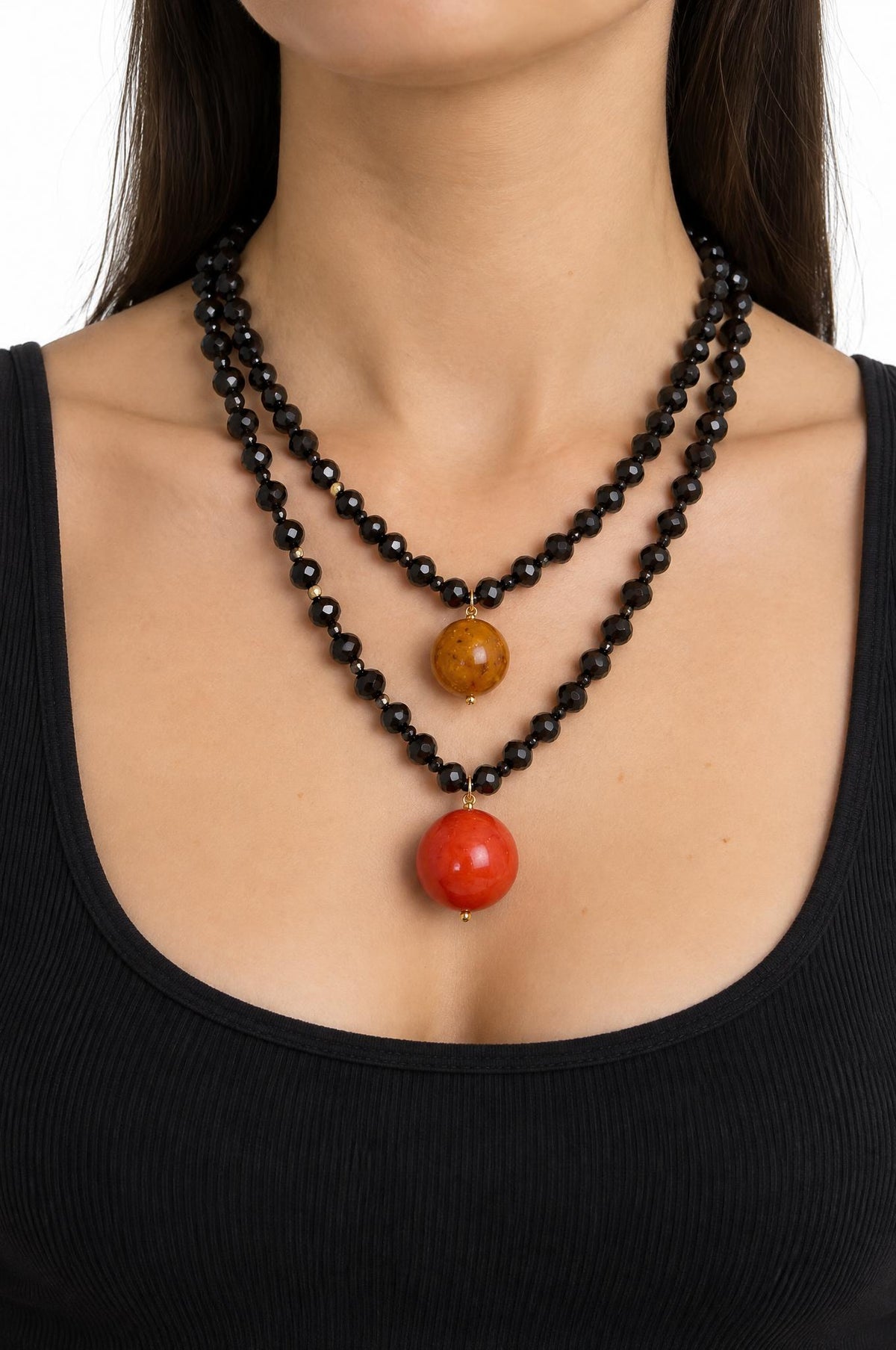 Collar Fabrizio Marcantelli Bolitas y 2 Bolas Grande Topo Coral