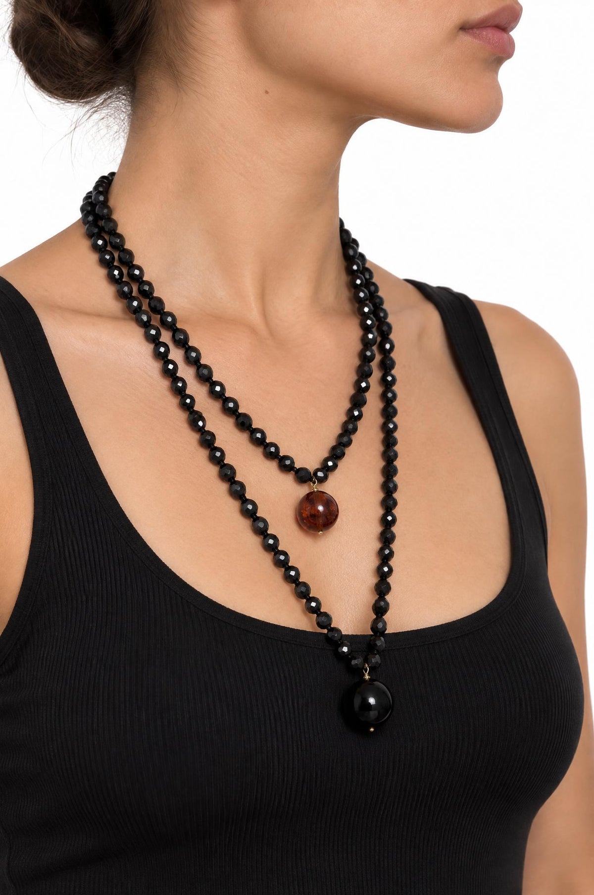 Collar Fabrizio Marcantelli Bolitas y 2 Bolas Grande Topo Negro