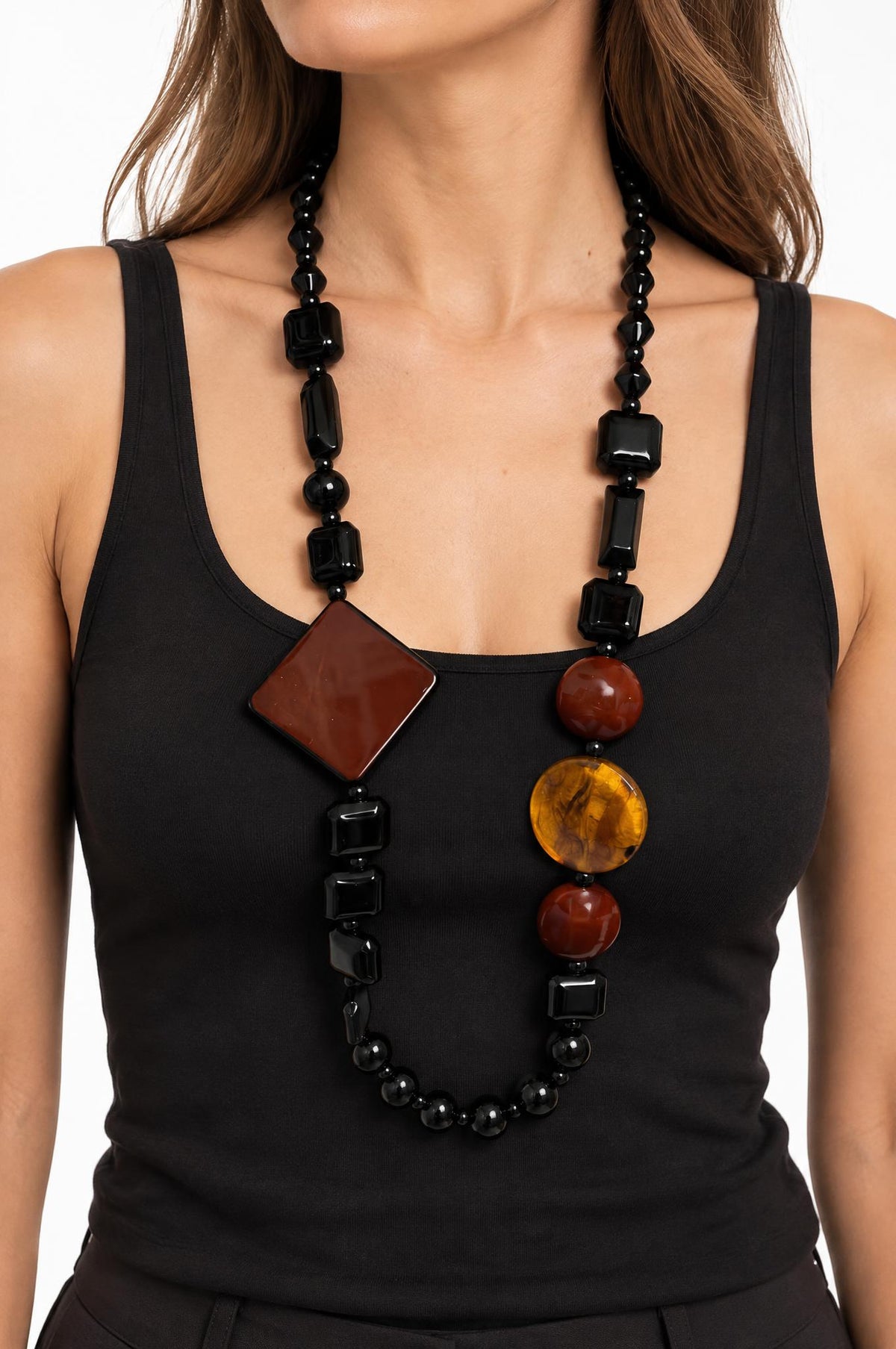 Collana Il Baco Da Seta Rombo Marrone