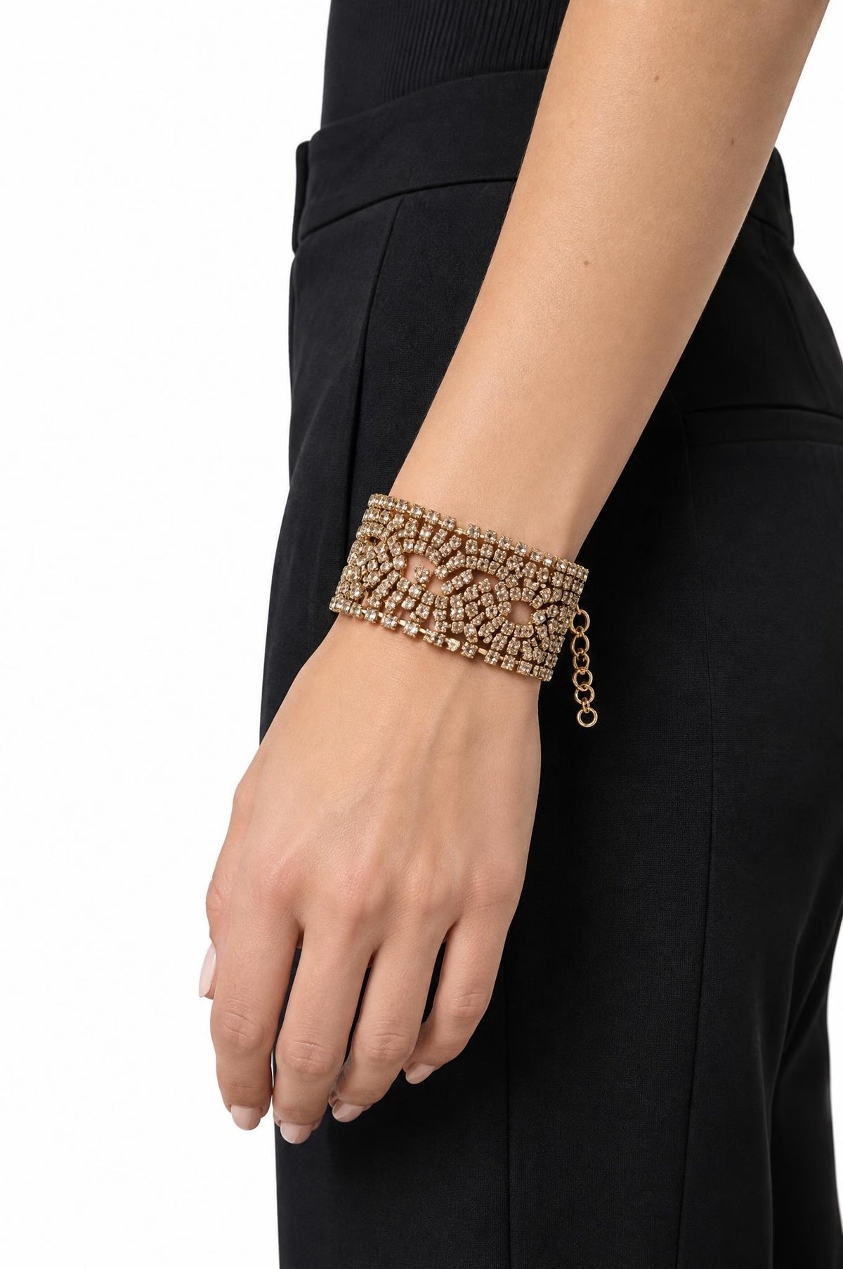Pulsera Unique Trenza Strass Dorado