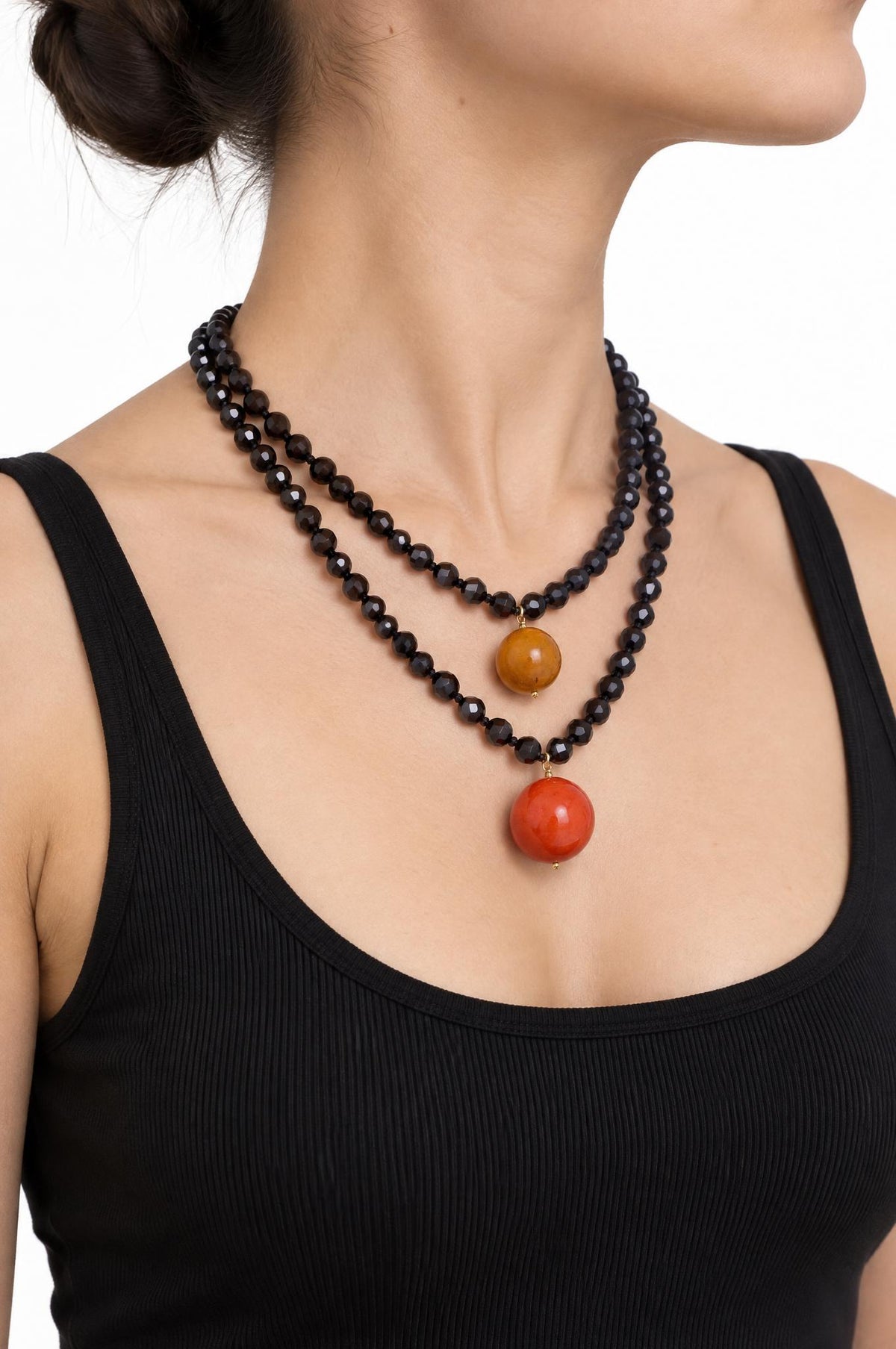 Collar Fabrizio Marcantelli Bolitas y 2 Bolas Grande Topo Coral