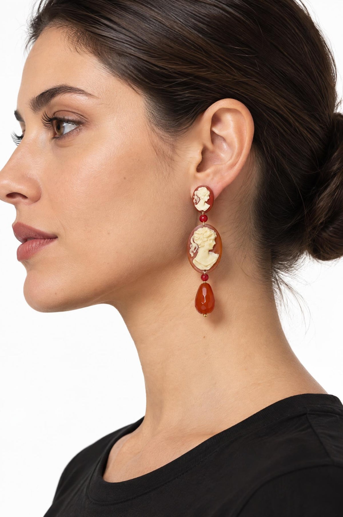 Pendientes Fabrizio Marcantelli Camafeo Colgante Naranja