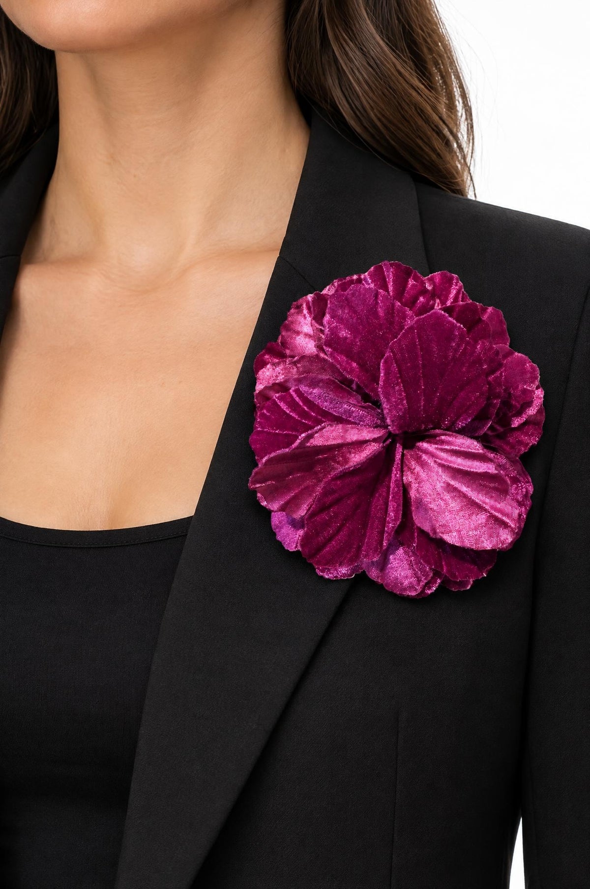 Spilla Il Baco Da Seta Fiore in tessuto fucsia