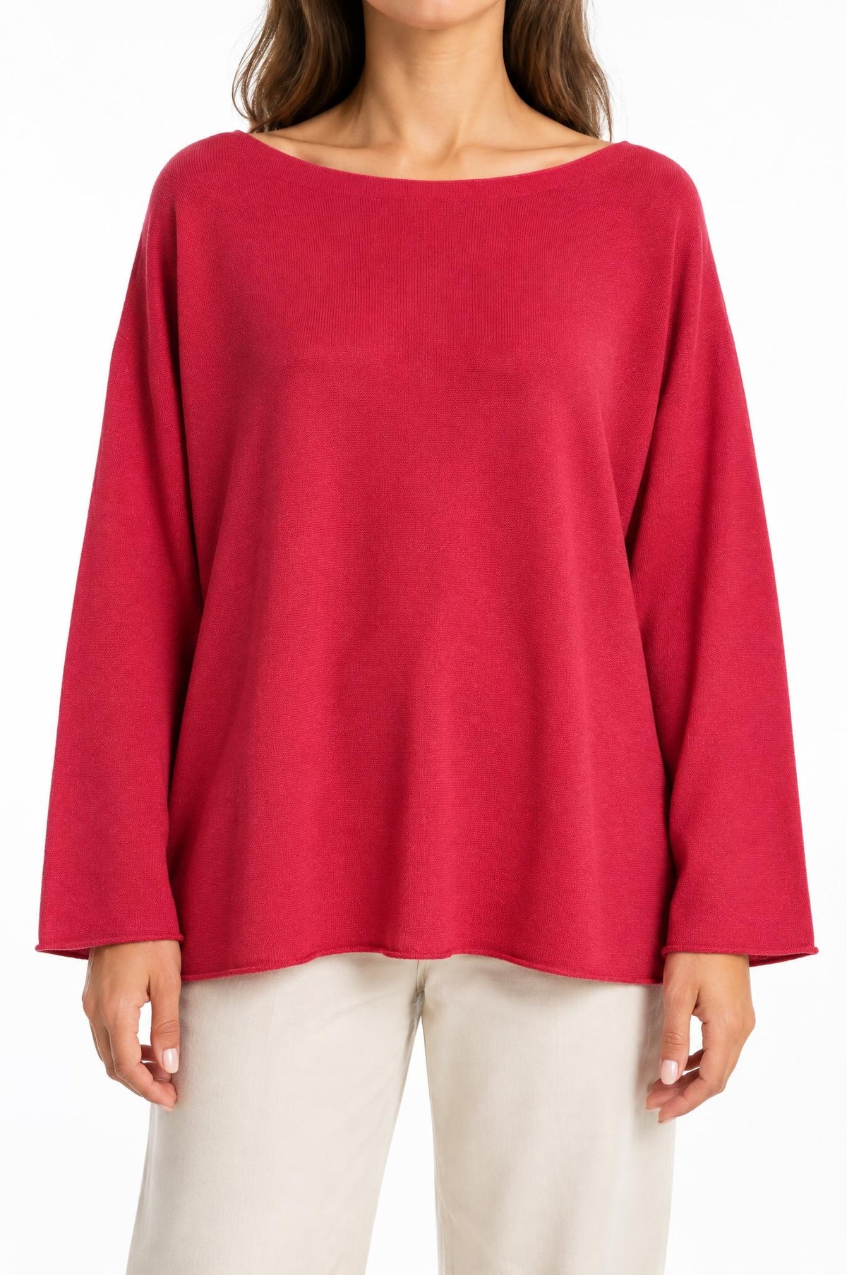 Pull Adele Fiorella Marsala Pull col bateau, marque longue, over.